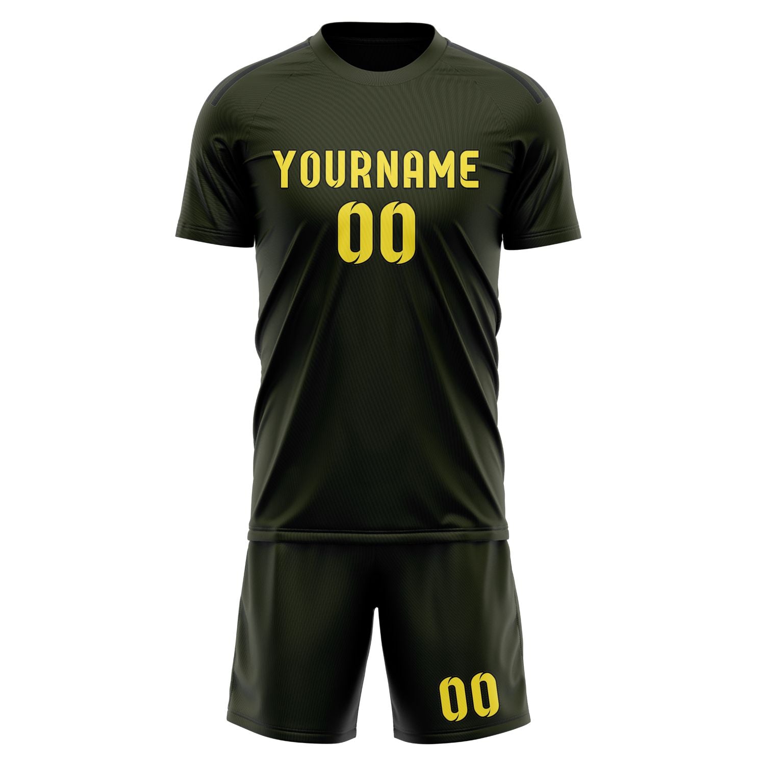 Custom Olive Light Yellow Soccer Set