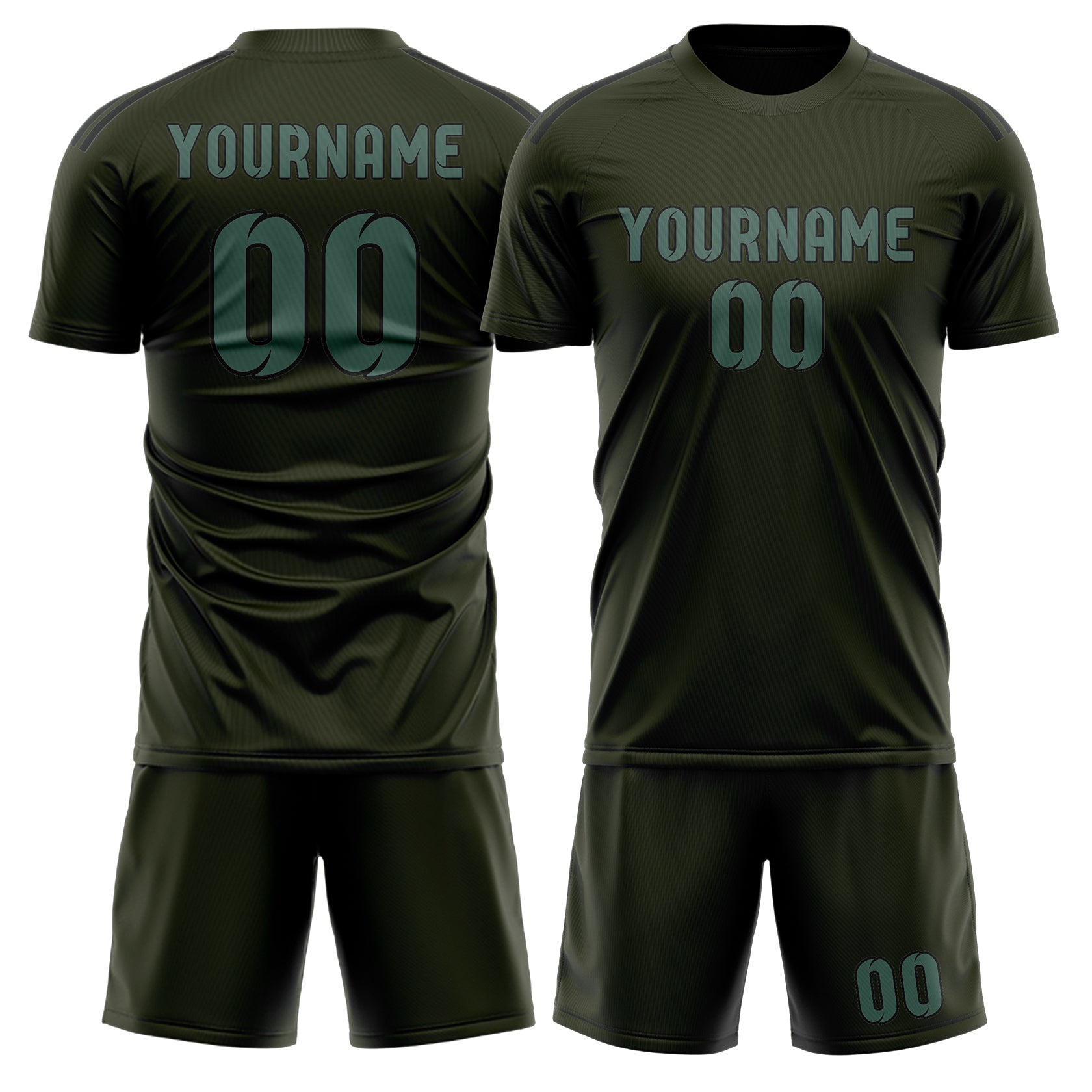 Custom Olive Blue Green Soccer Set