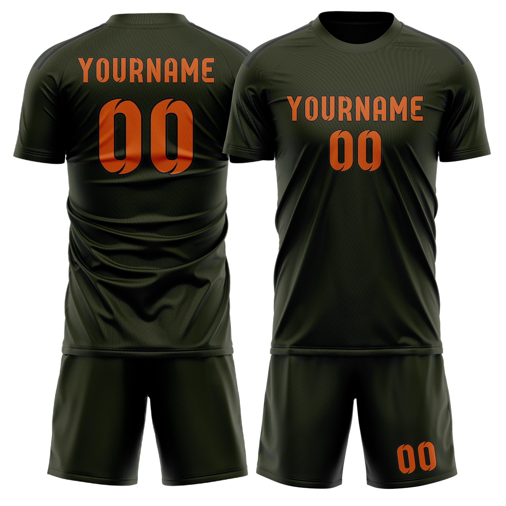 Custom Olive Orange Soccer Set