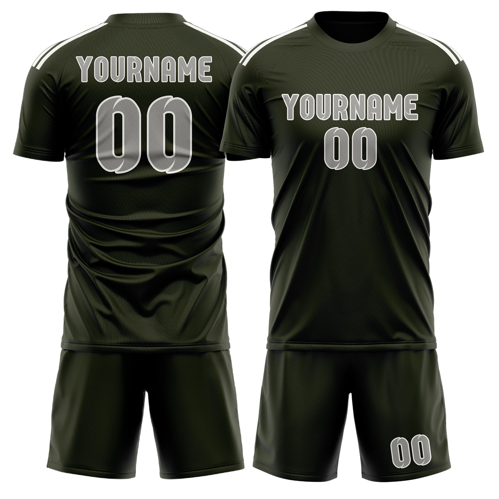 Custom Olive Gray Soccer Set