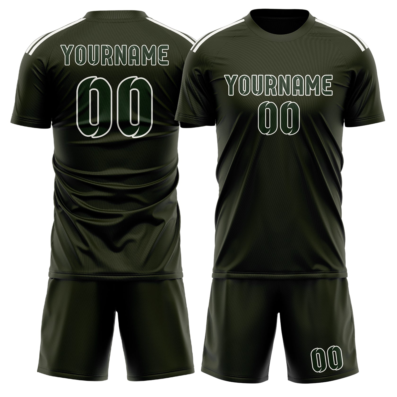Custom Olive Dark Green Soccer Set