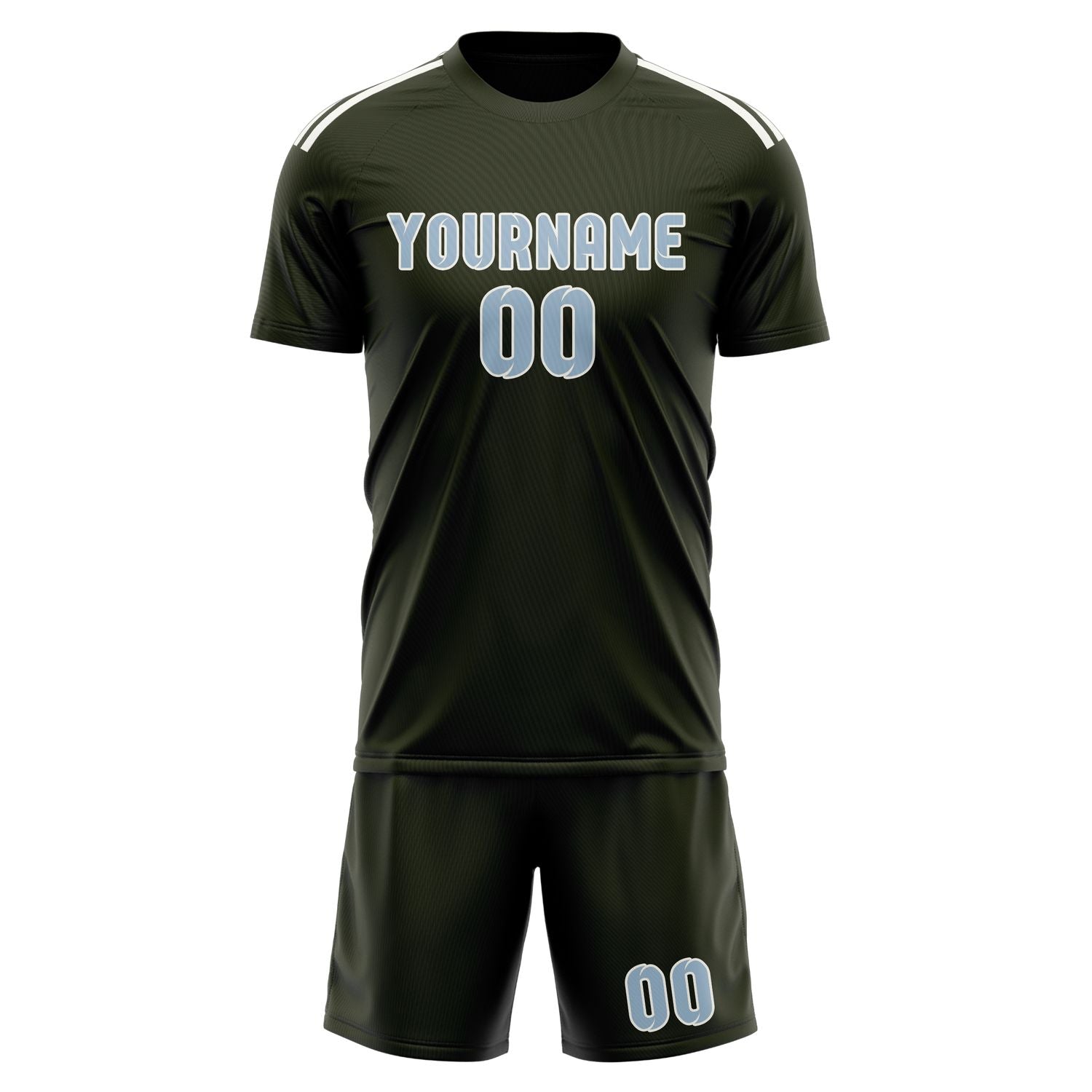 Custom Olive Light Blue Soccer Set