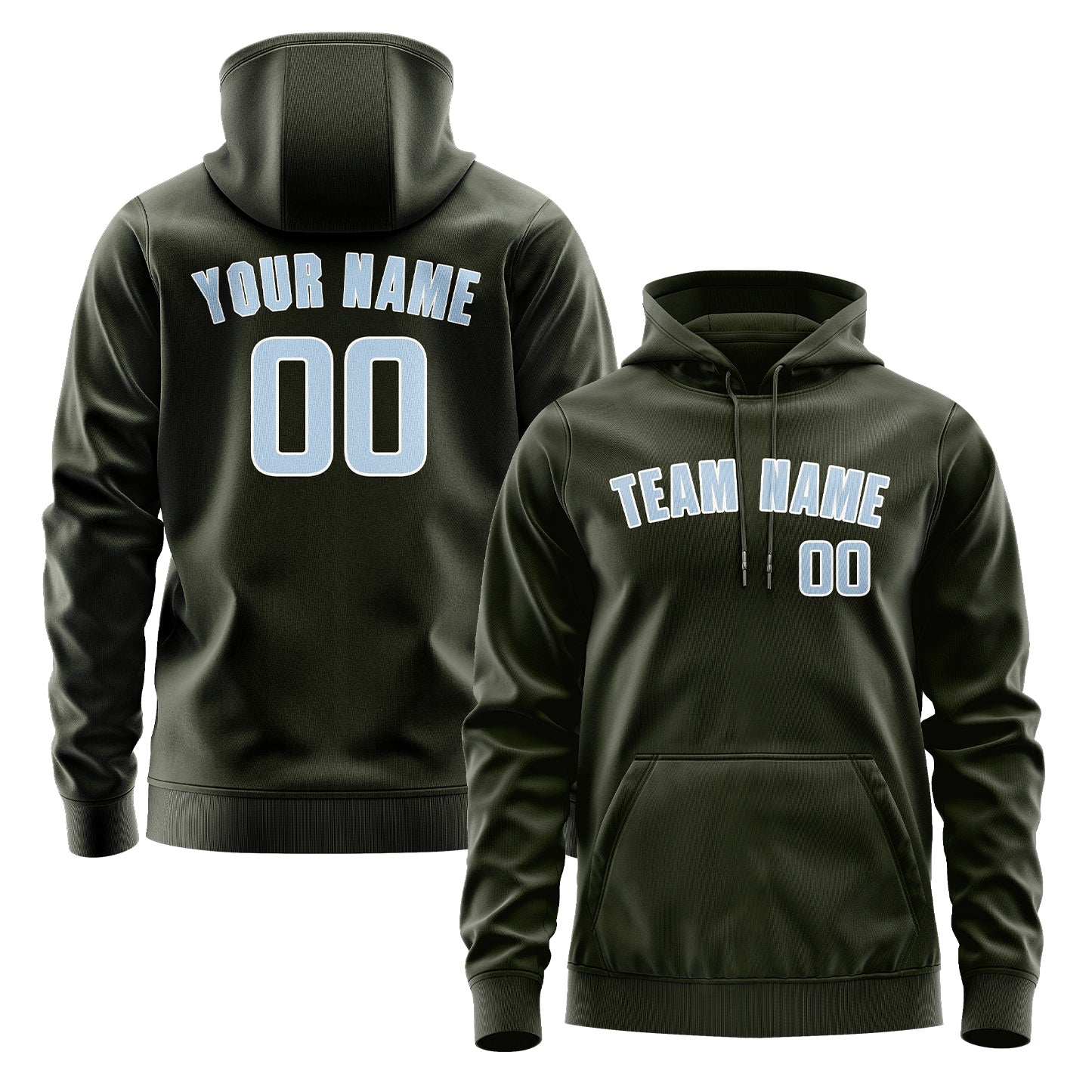 Custom Olive Light Blue Hoodie