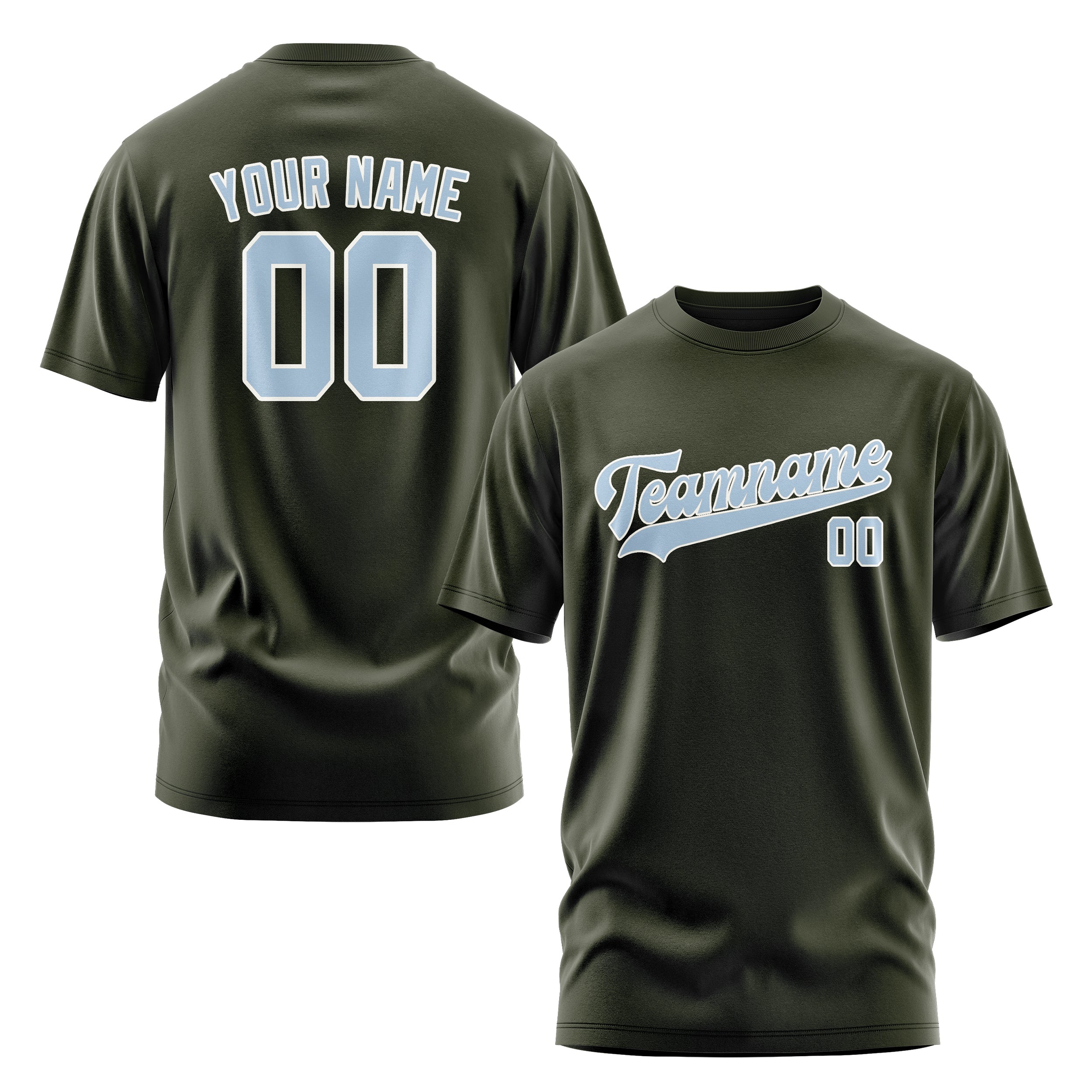 Custom Olive Light Blue T-Shirt