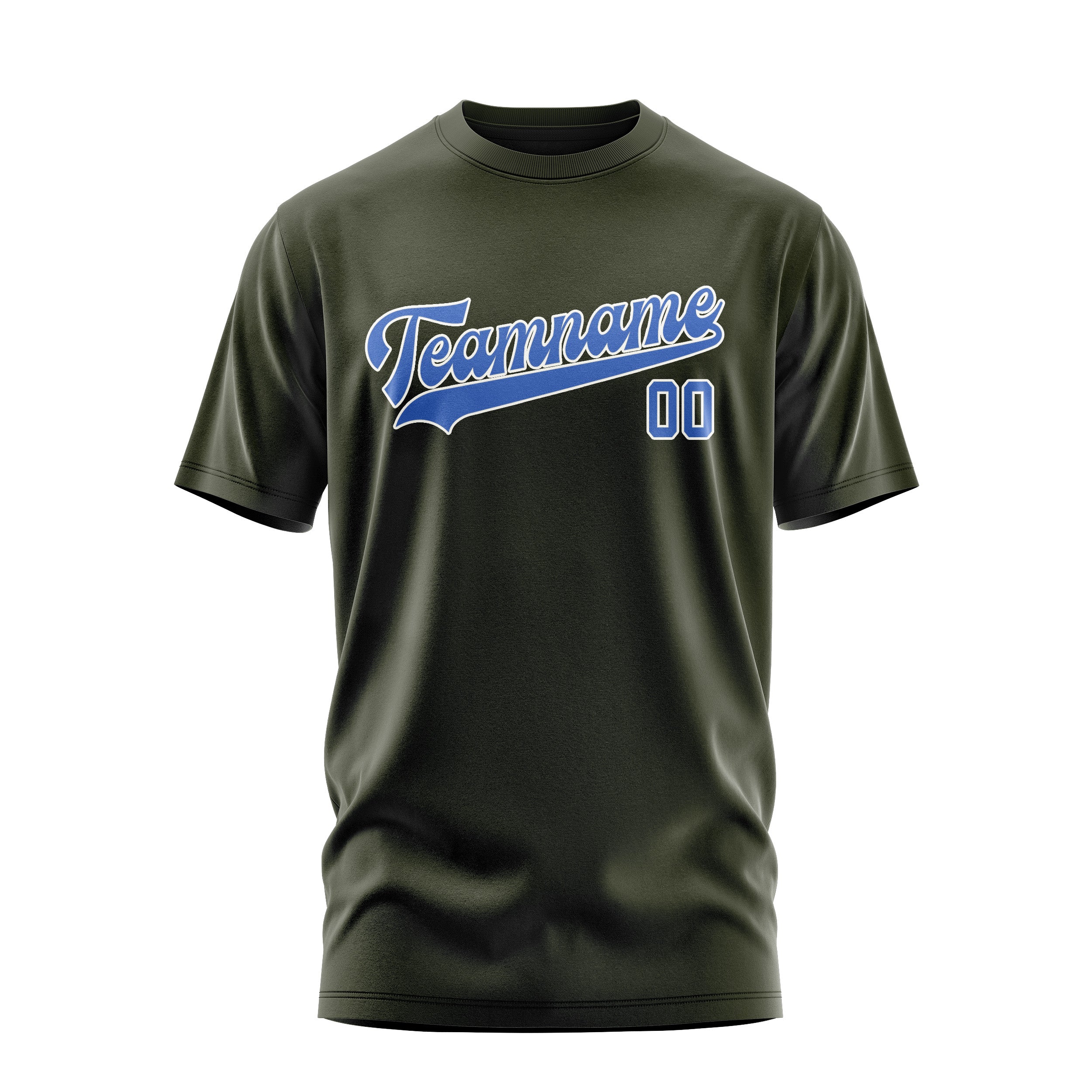 Custom Olive Sky Blue T-Shirt