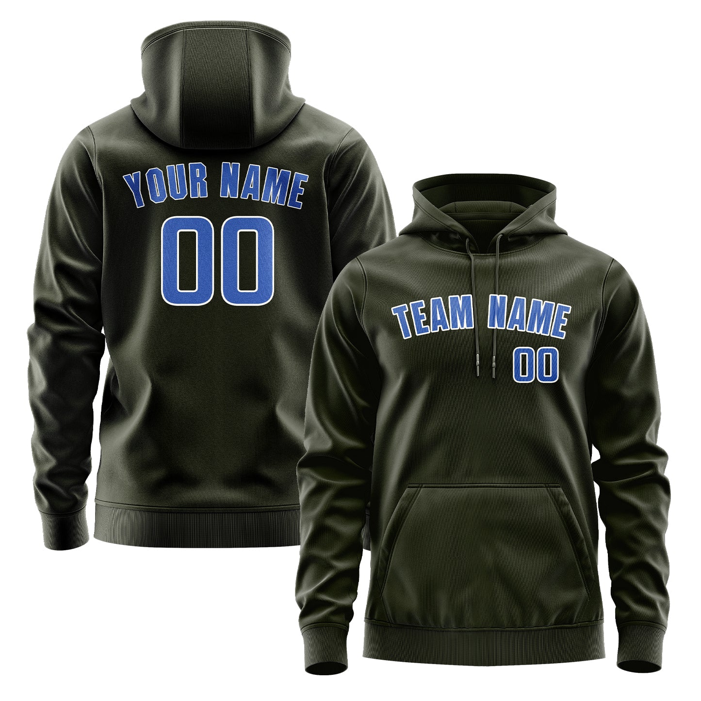 Custom Olive Sky Blue Hoodie