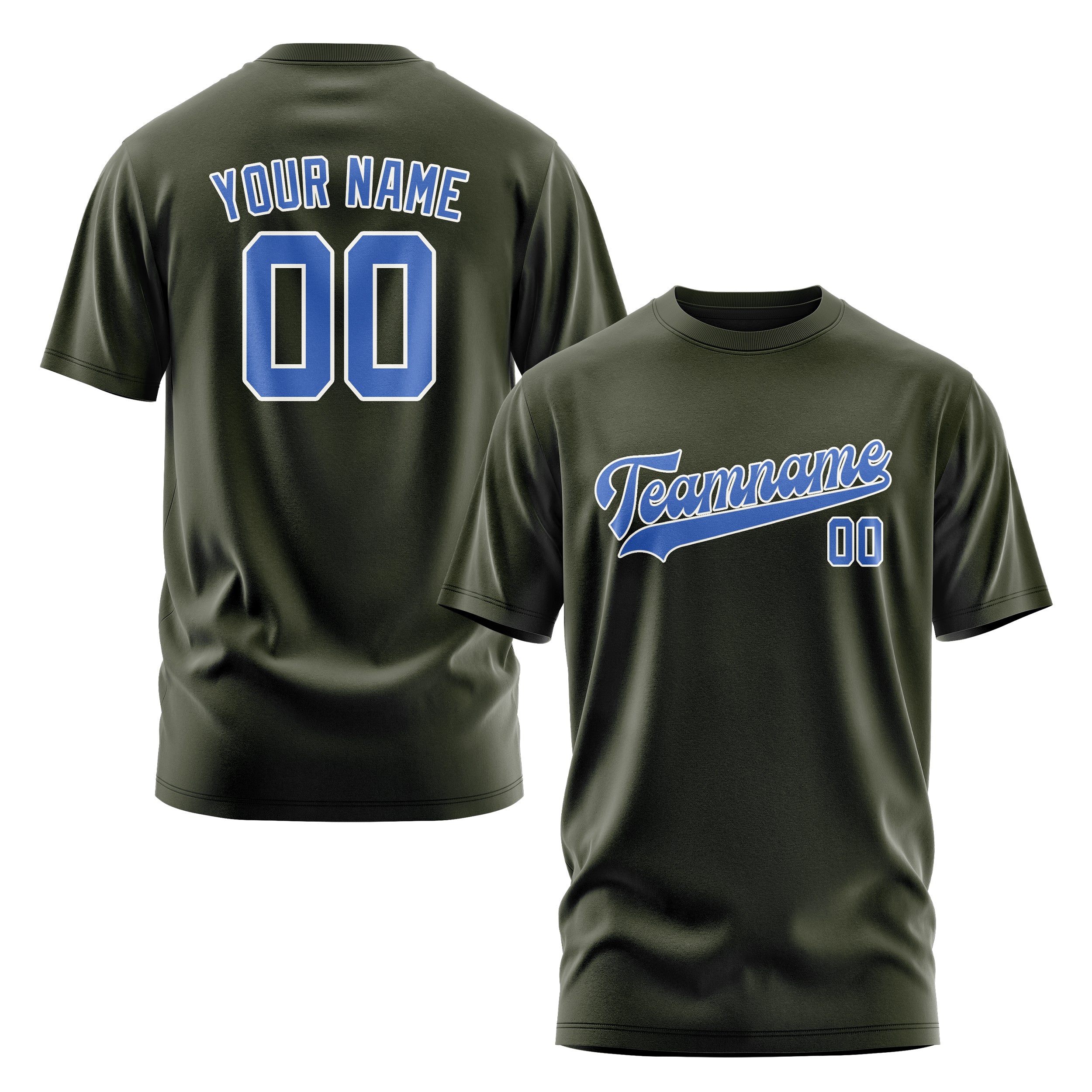 Custom Olive Sky Blue T-Shirt