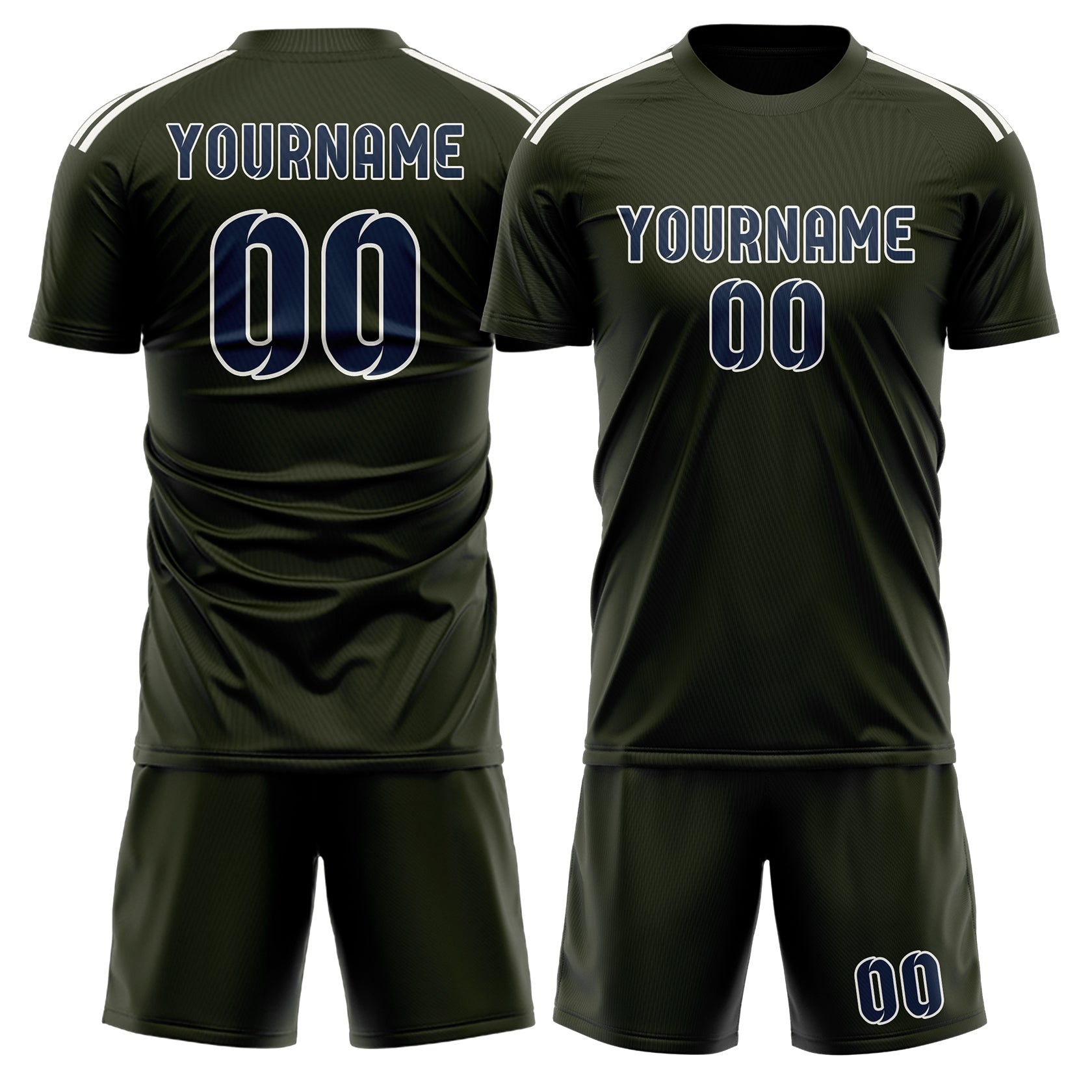 Custom Olive Blue Soccer Set