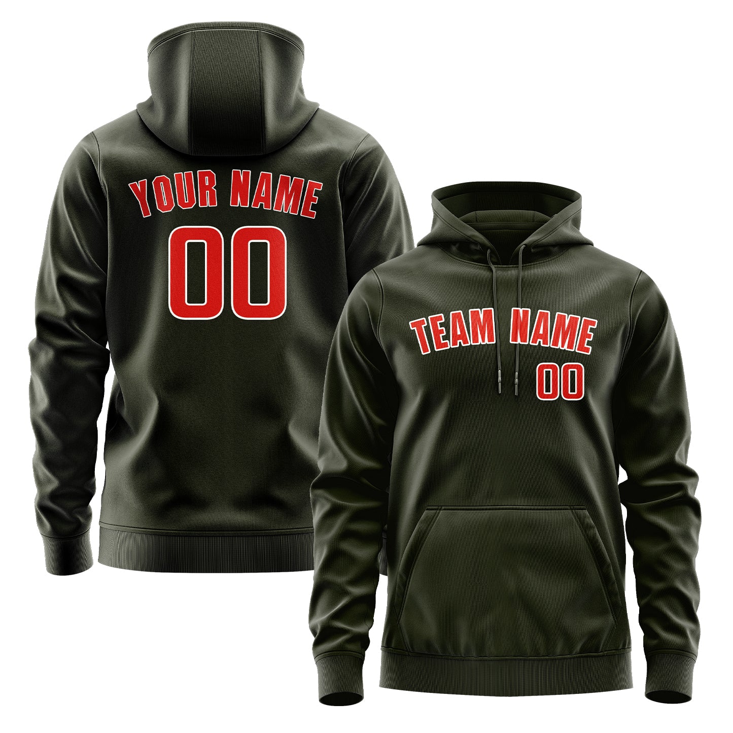 Custom Olive Orange Red Hoodie