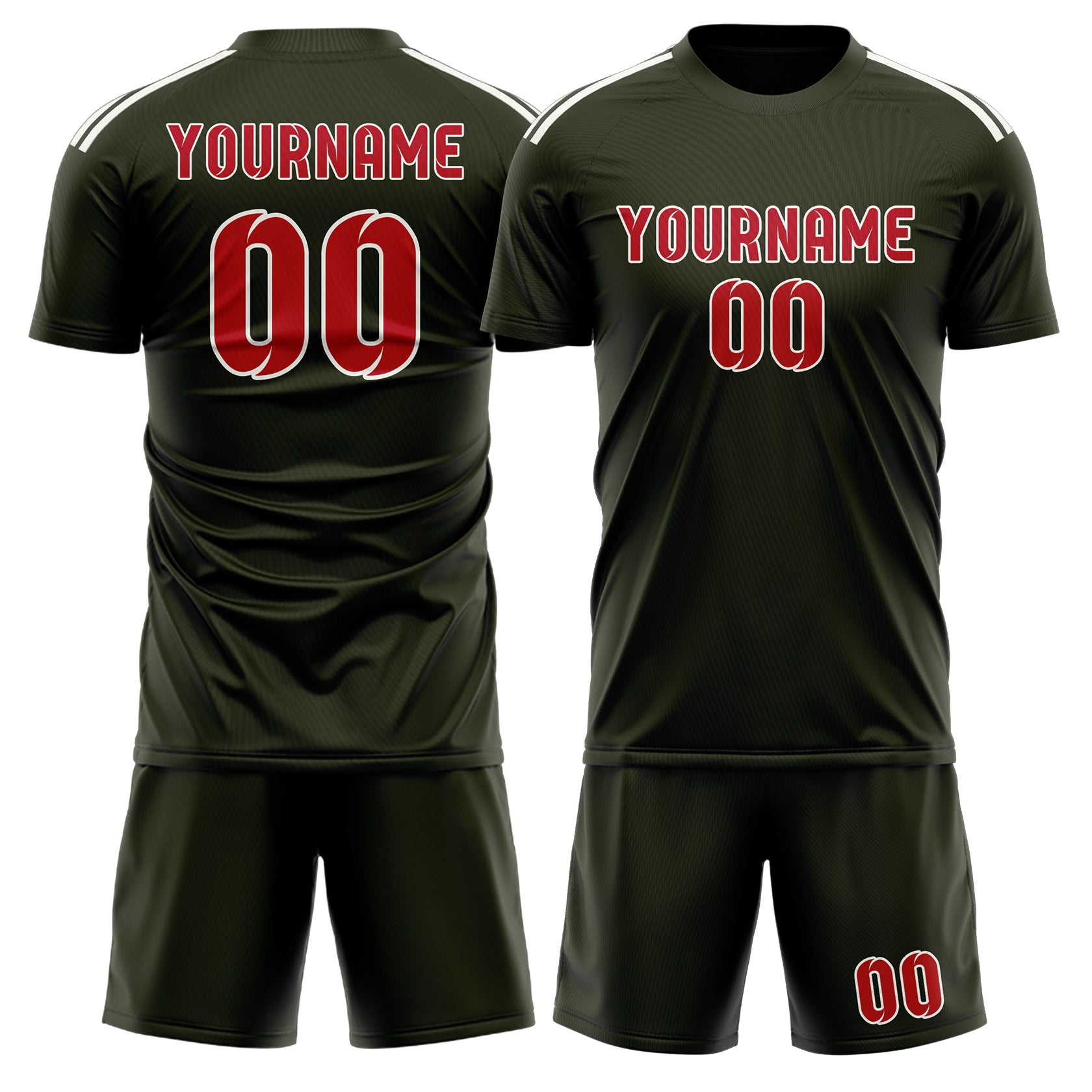 Custom Olive Red Soccer Set