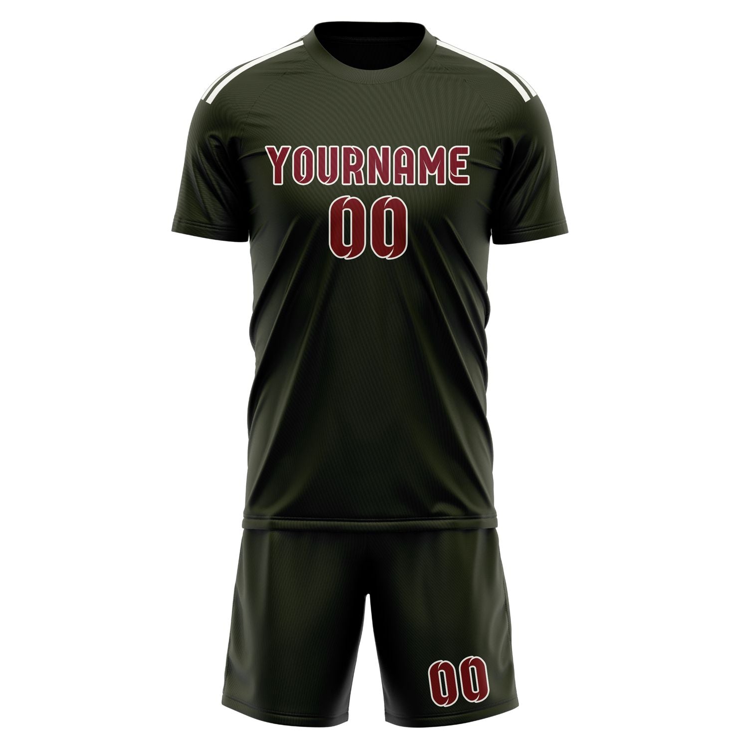 Custom Olive Crimson Red Soccer Set