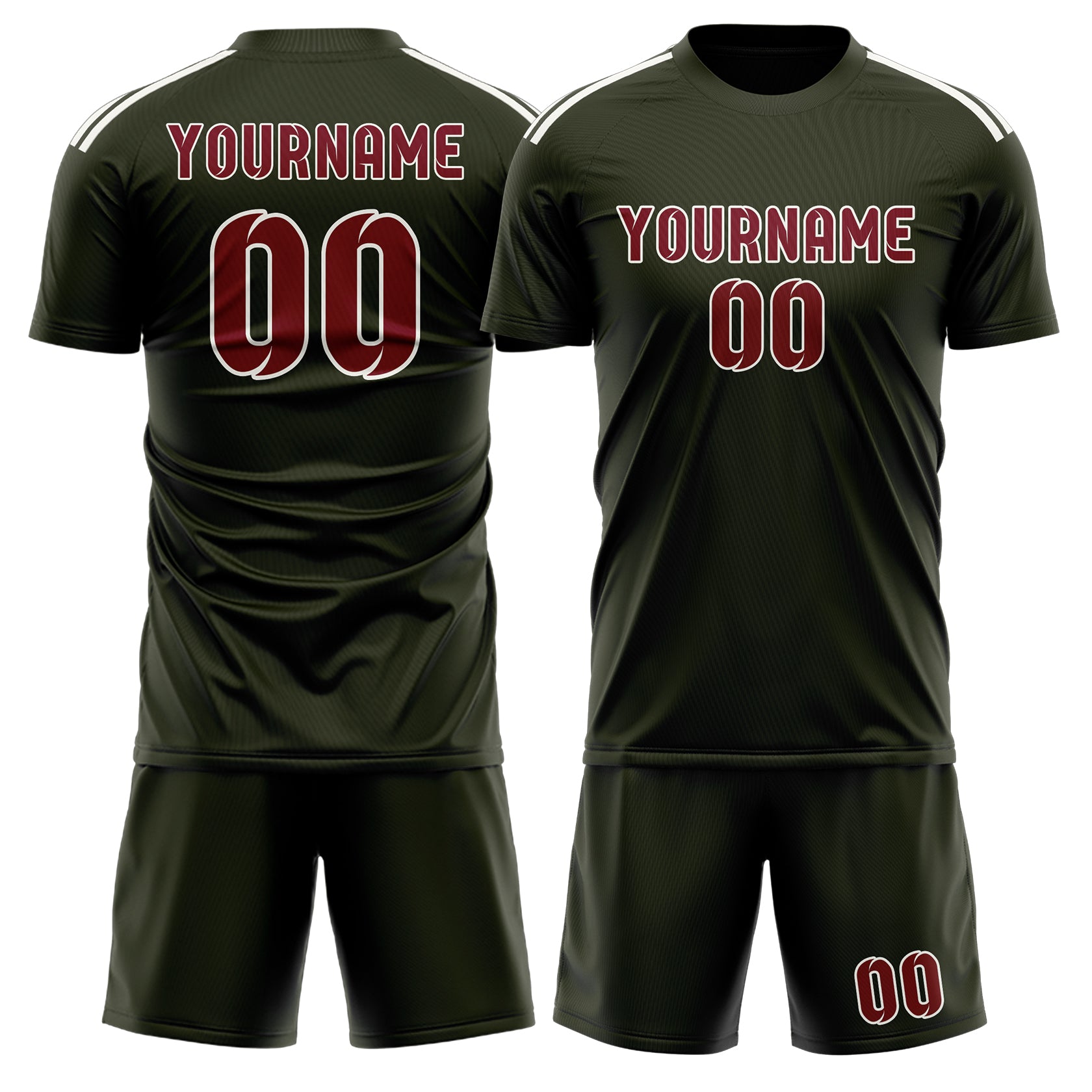 Custom Olive Crimson Red Soccer Set