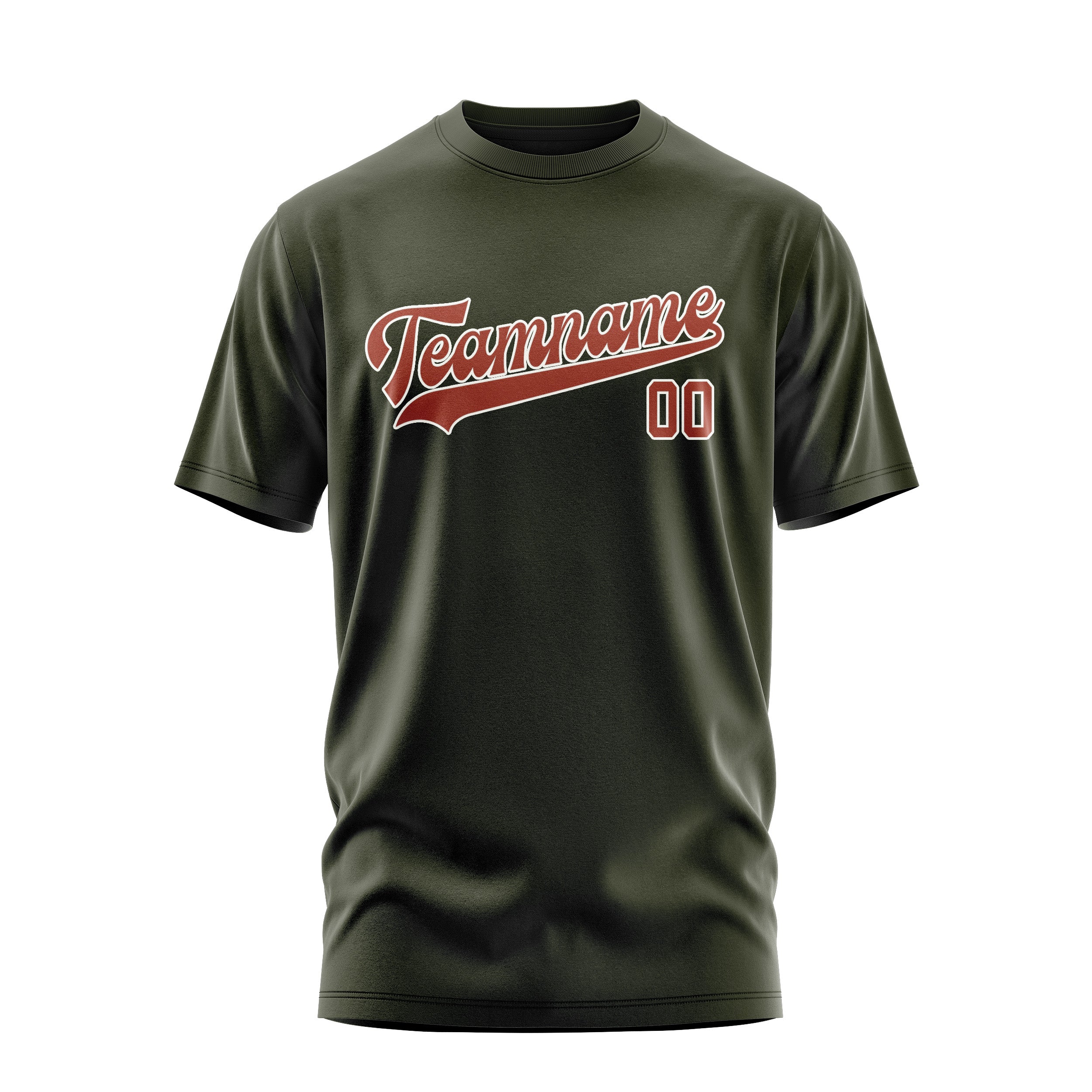 Custom Olive Coral Red T-Shirt