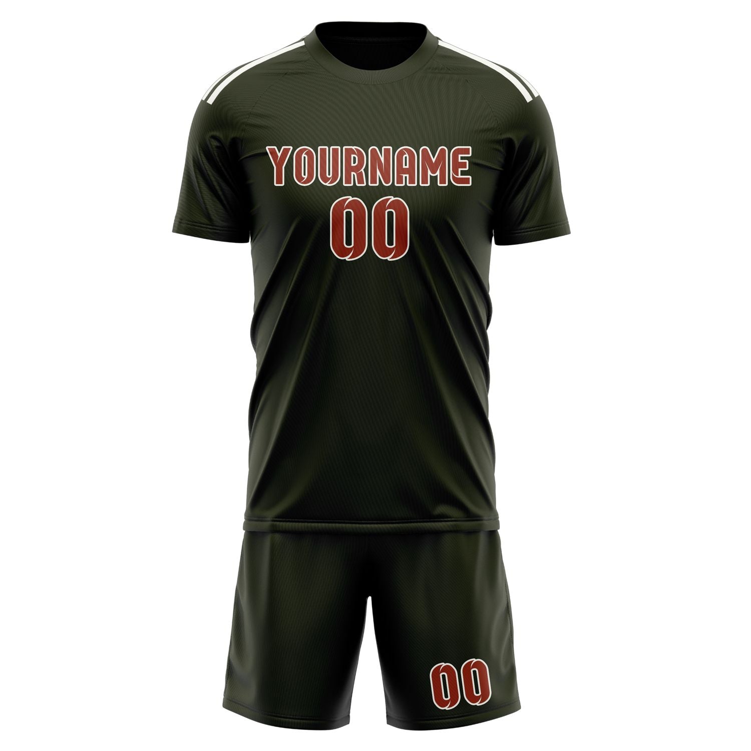 Custom Olive Coral Red Soccer Set