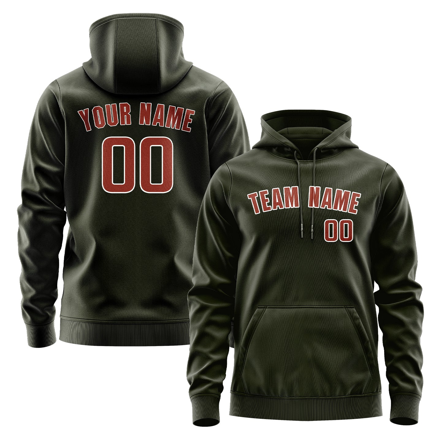 Custom Olive Coral Red Hoodie