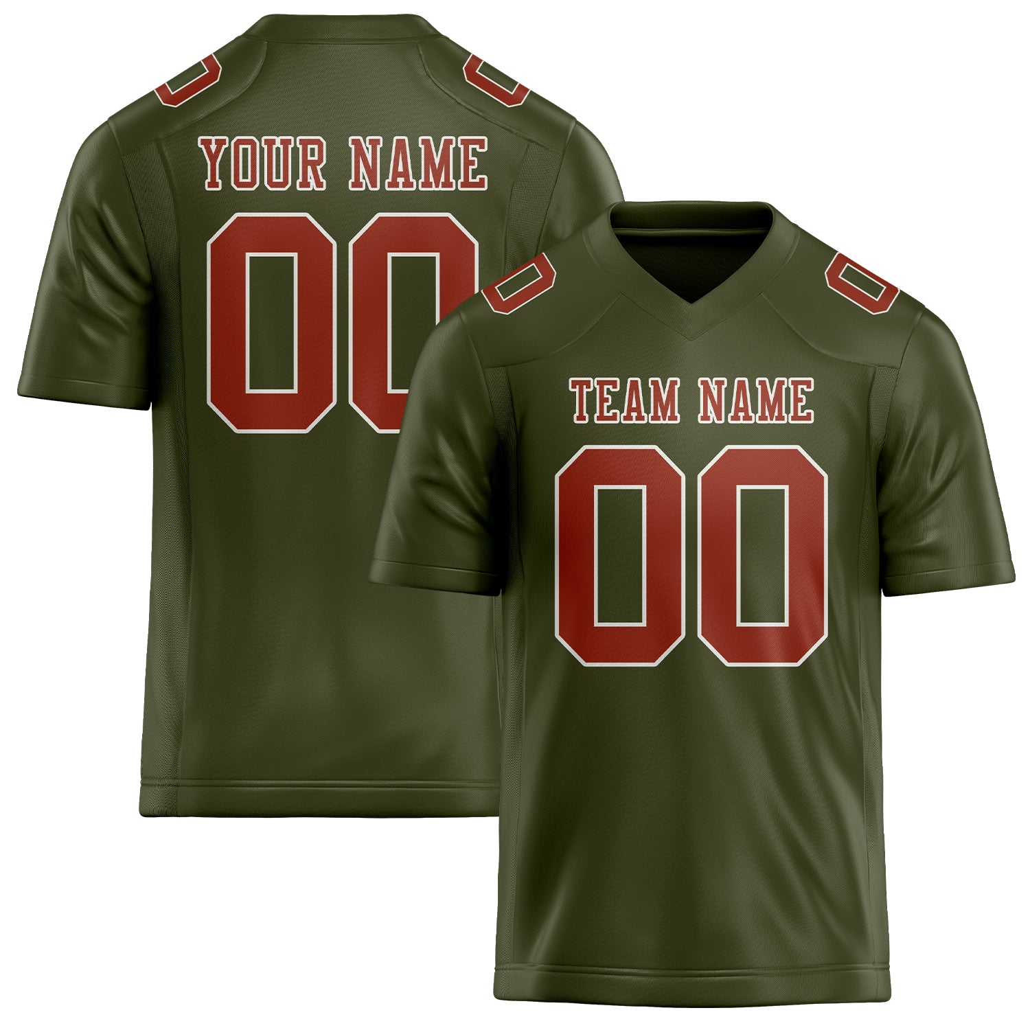 Custom Olive Coral Red Football Jersey