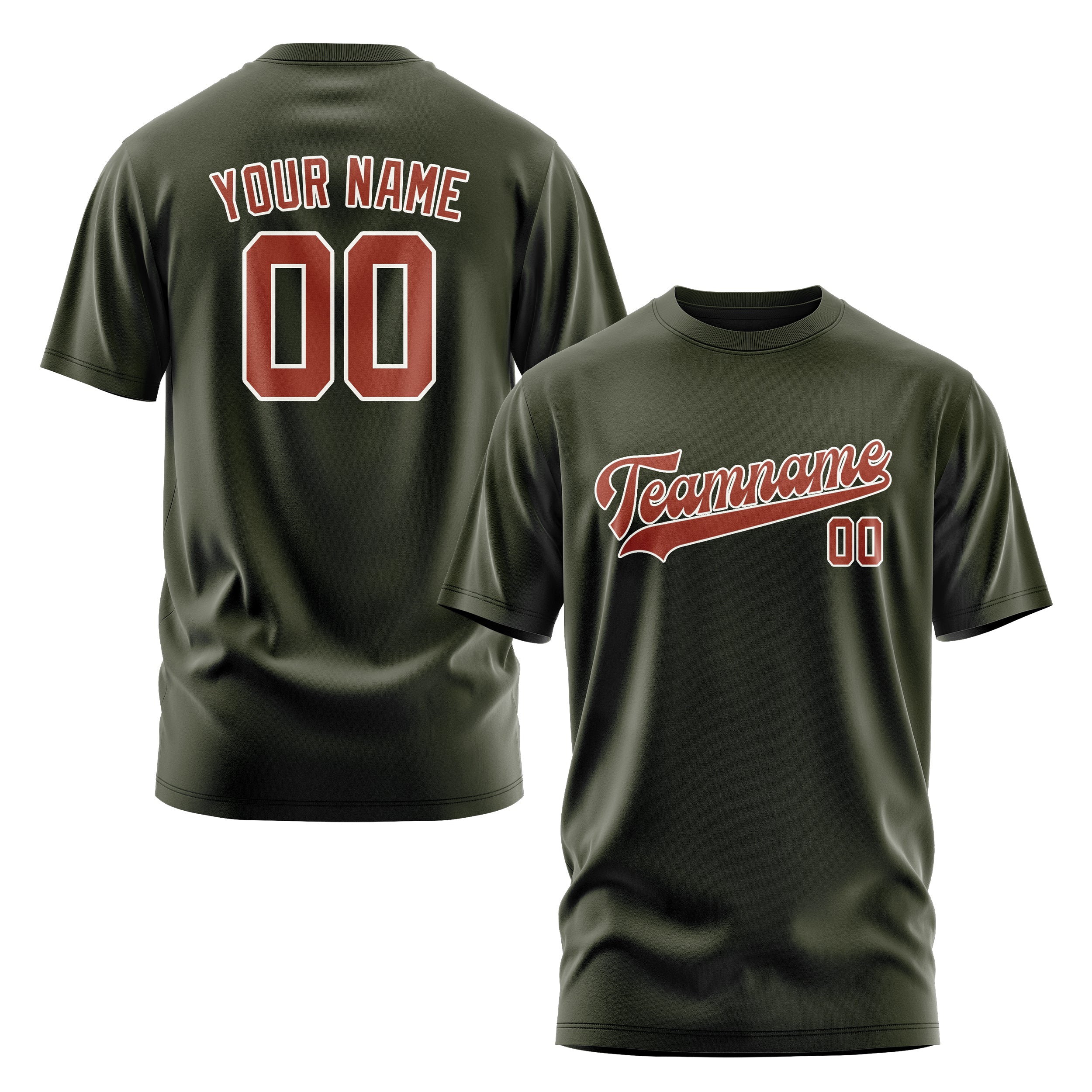 Custom Olive Coral Red T-Shirt