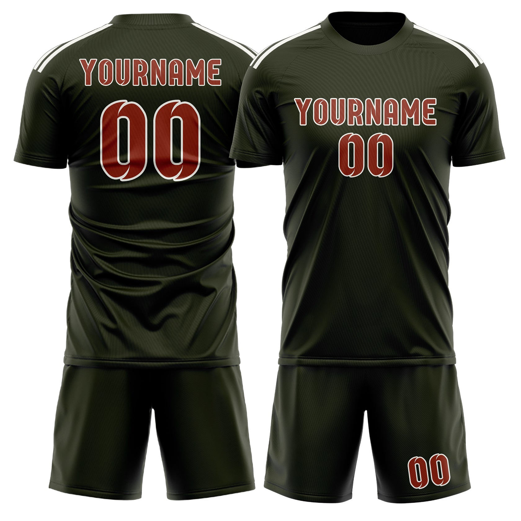 Custom Olive Coral Red Soccer Set