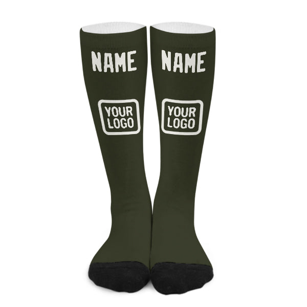 Custom Olive White Knee-High Sock