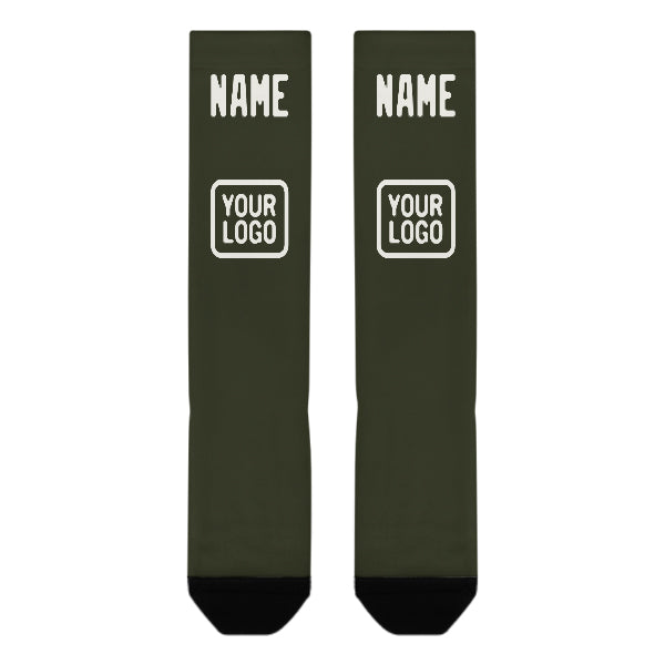 Custom Olive White Knee-High Sock