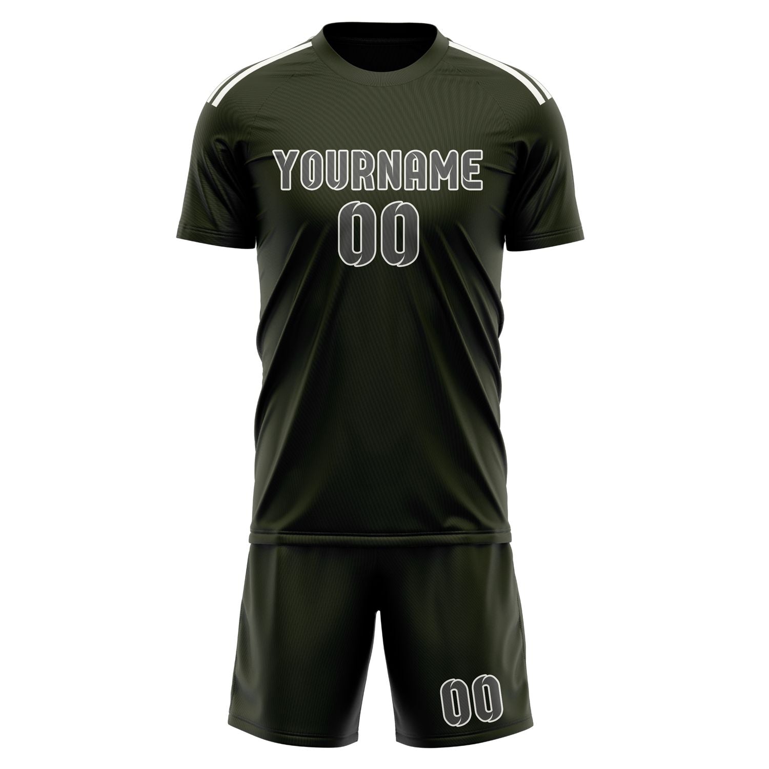 Custom Olive Dark Grey Soccer Set