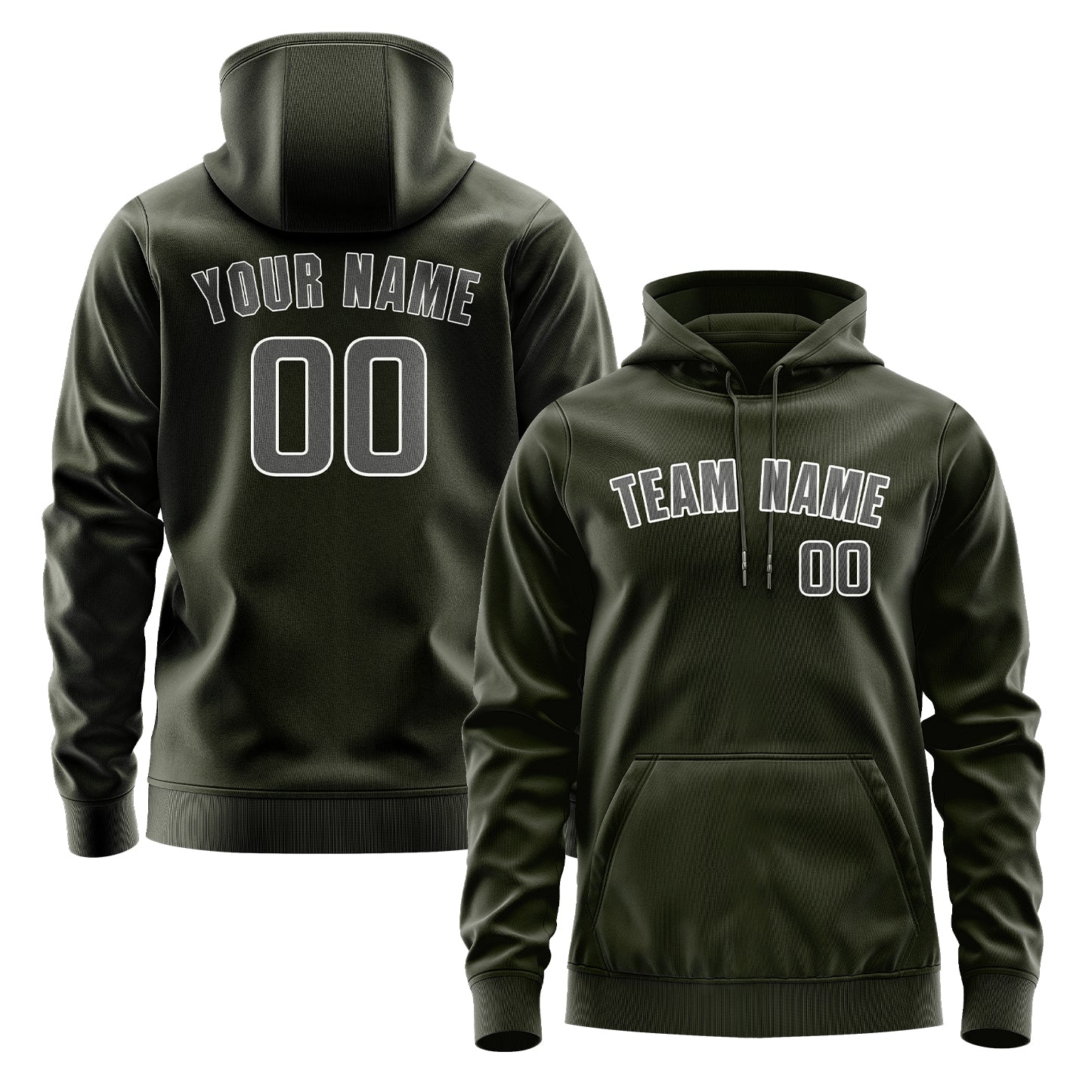 Custom Olive Dark Grey Hoodie