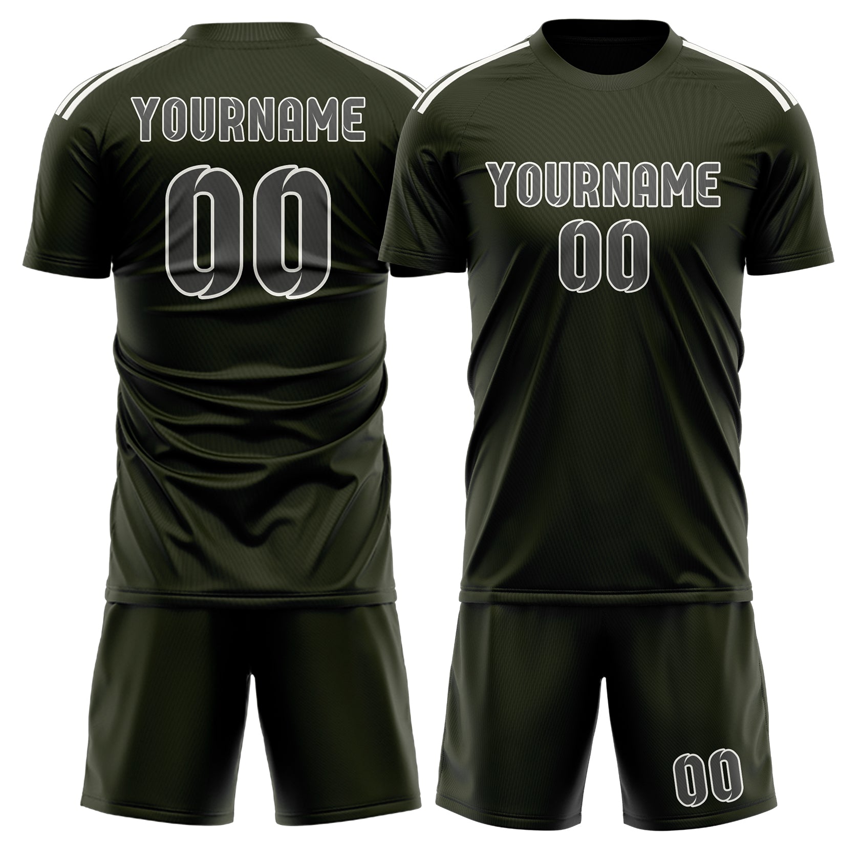 Custom Olive Dark Grey Soccer Set