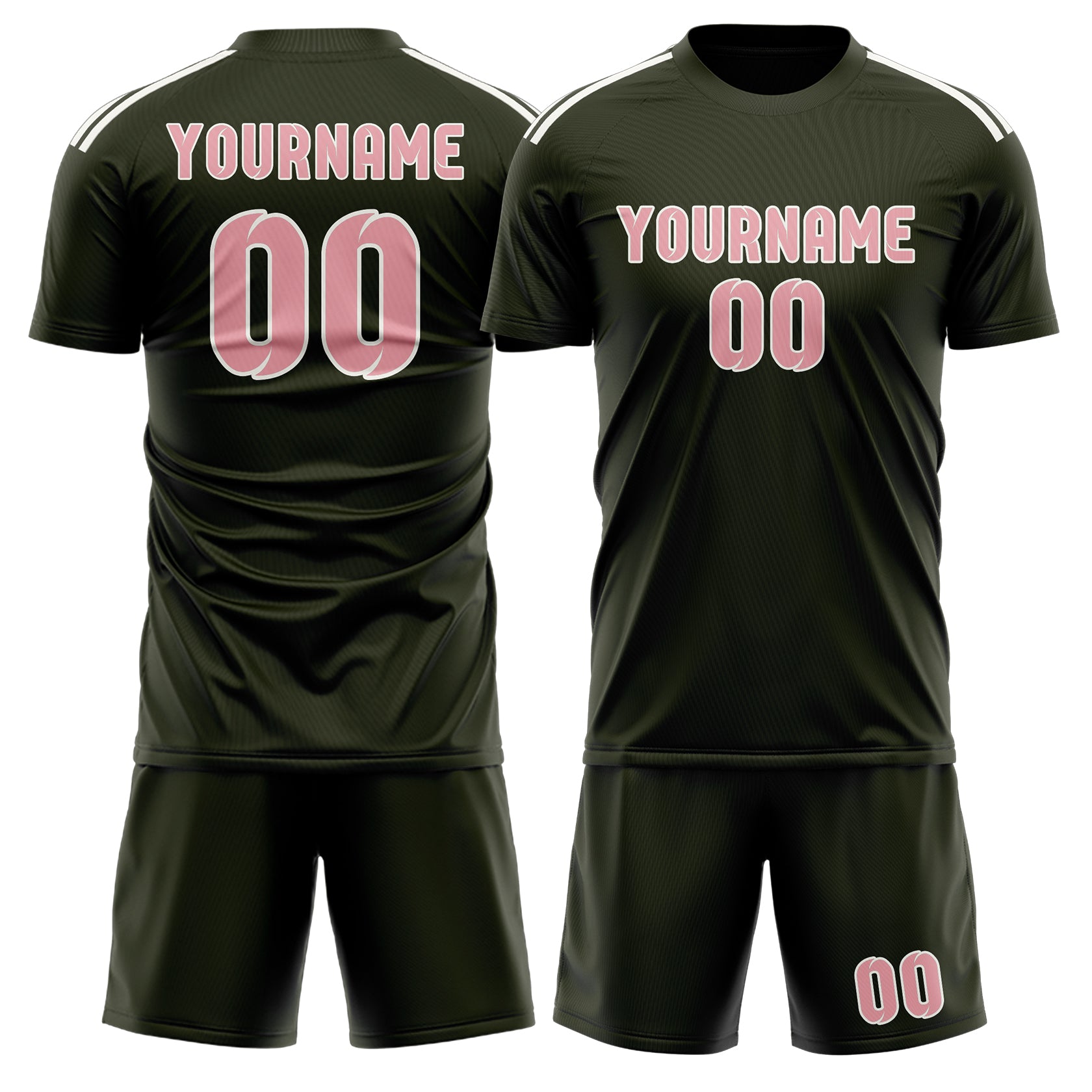 Custom Olive Light Pink Soccer Set