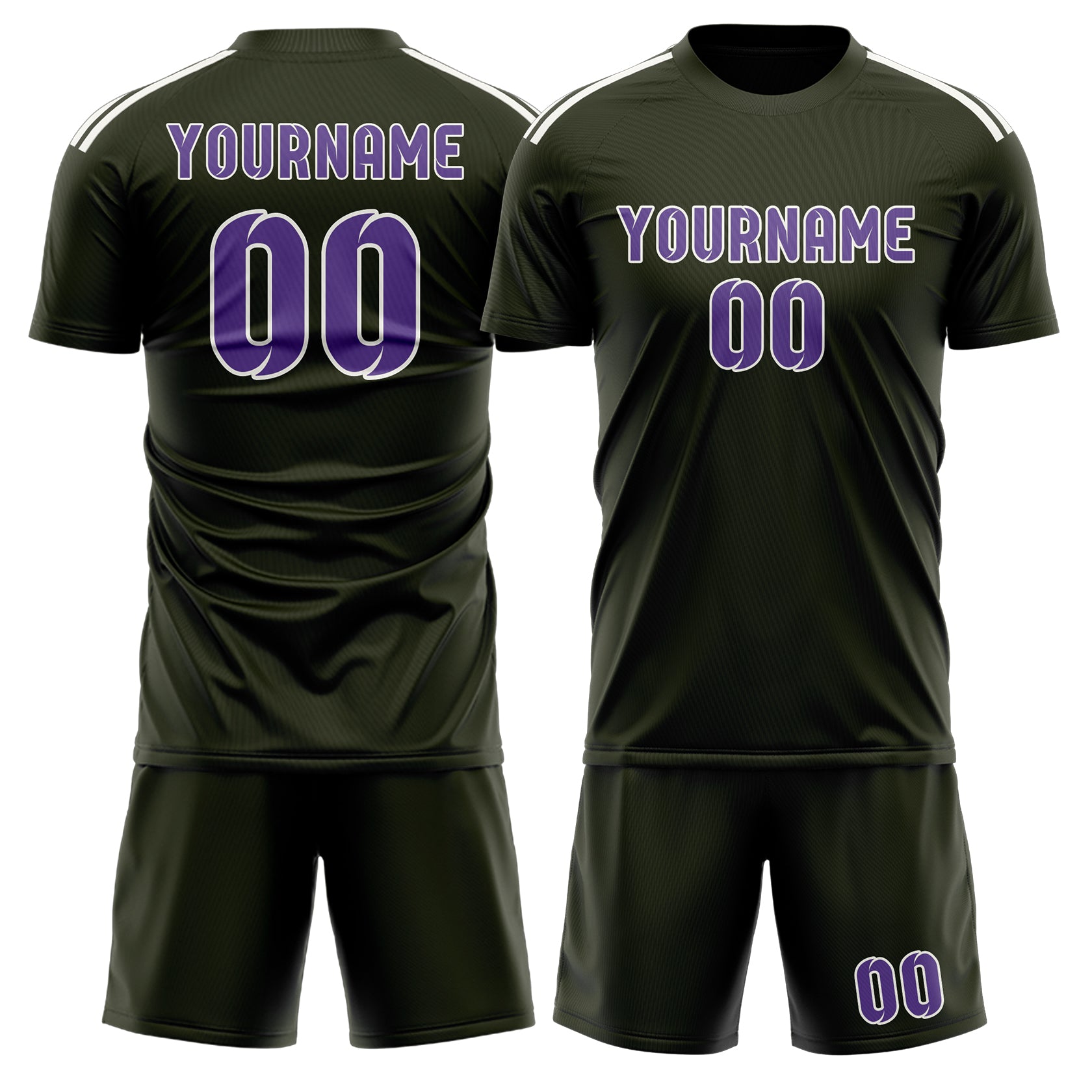 Custom Olive Light Purple Soccer Set