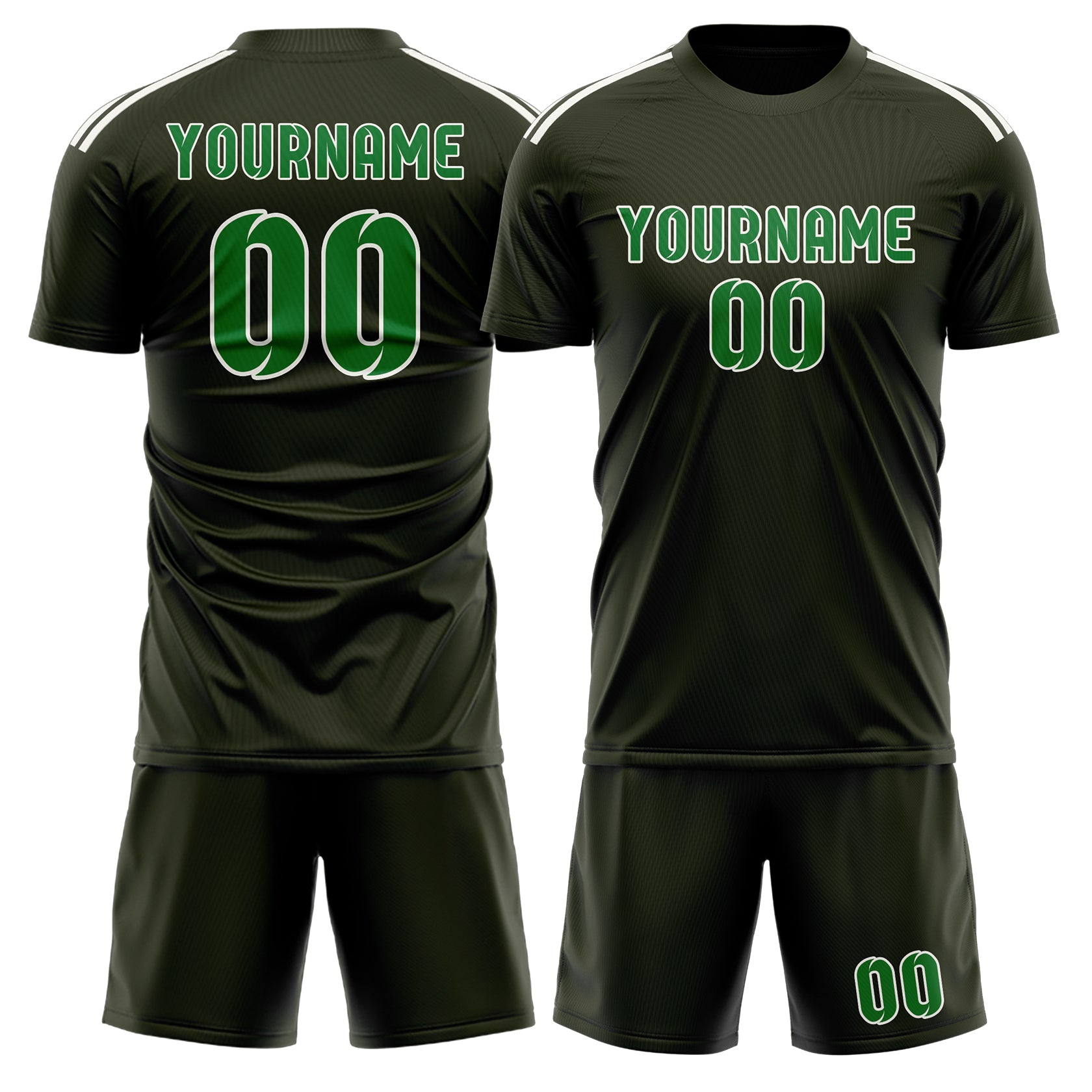 Custom Olive Emerald Green Soccer Set