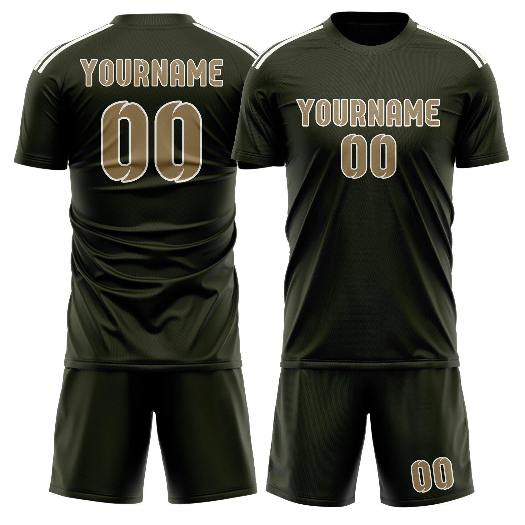 Custom Olive Light Khaki Soccer Set