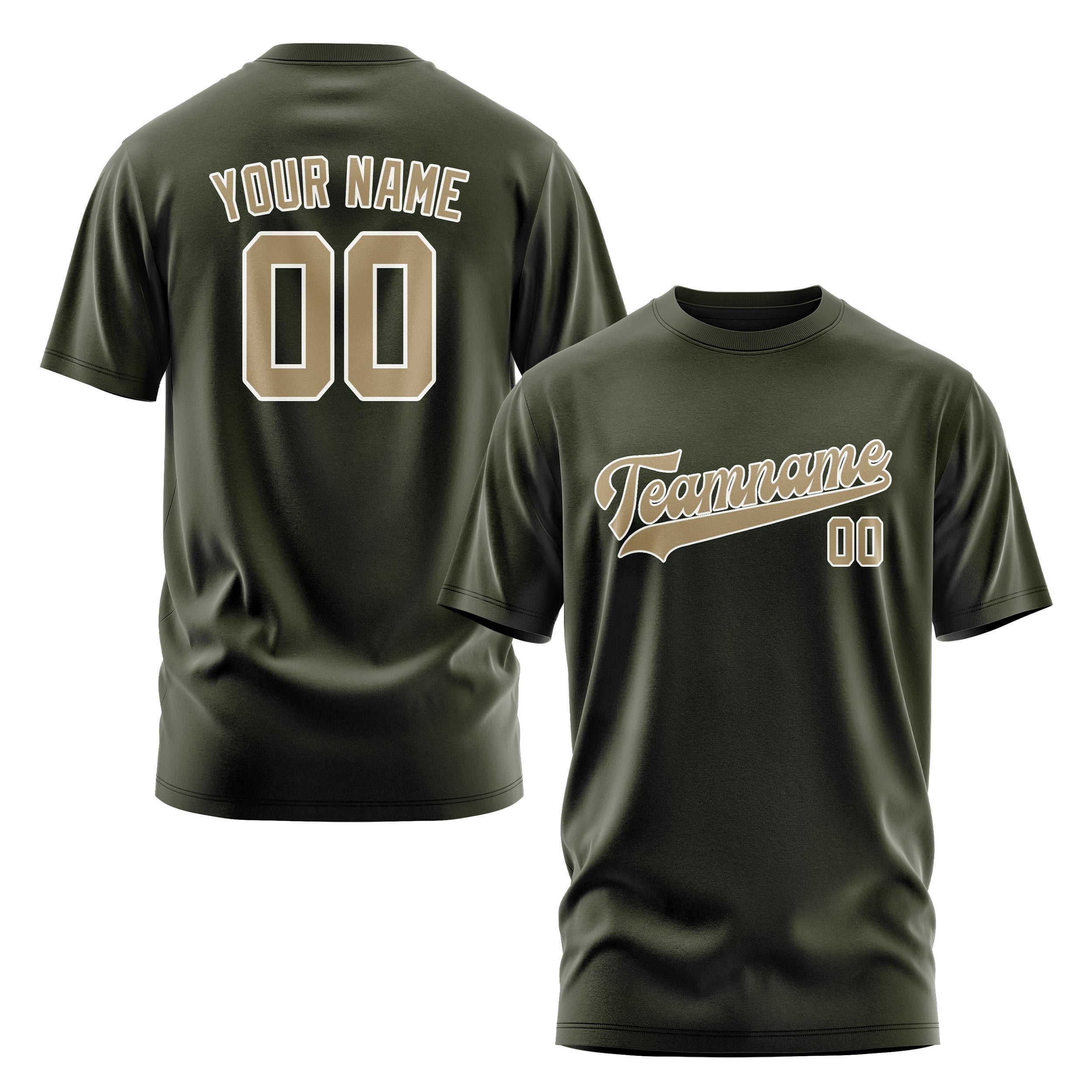 Custom Olive Light Khaki T-Shirt