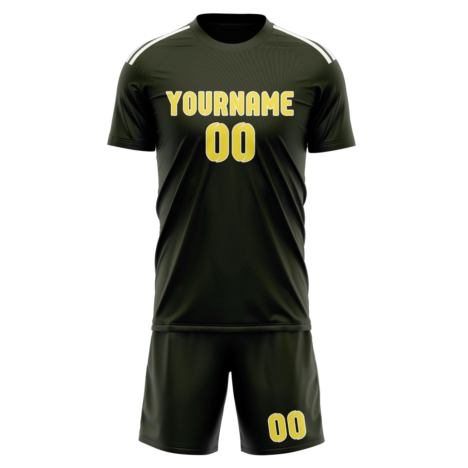 Custom Olive Light Yellow Soccer Set