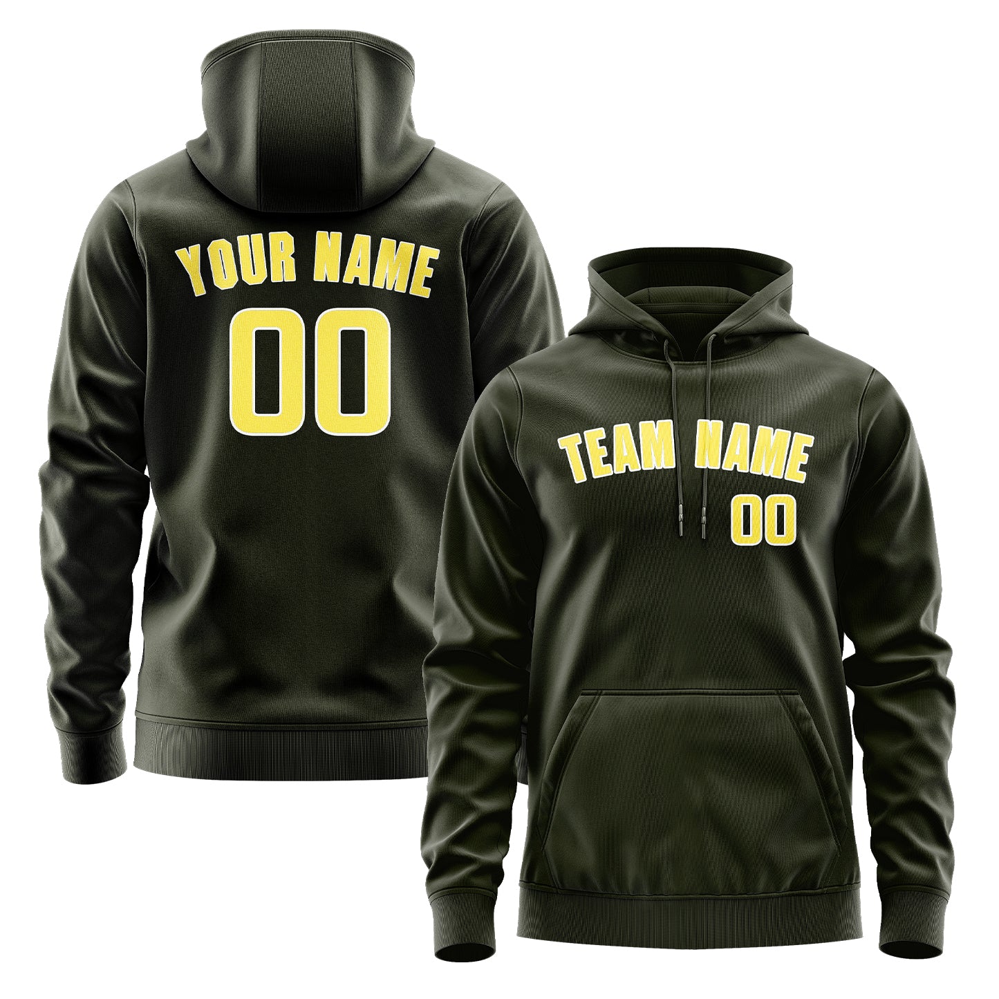 Custom Olive Light Yellow Hoodie
