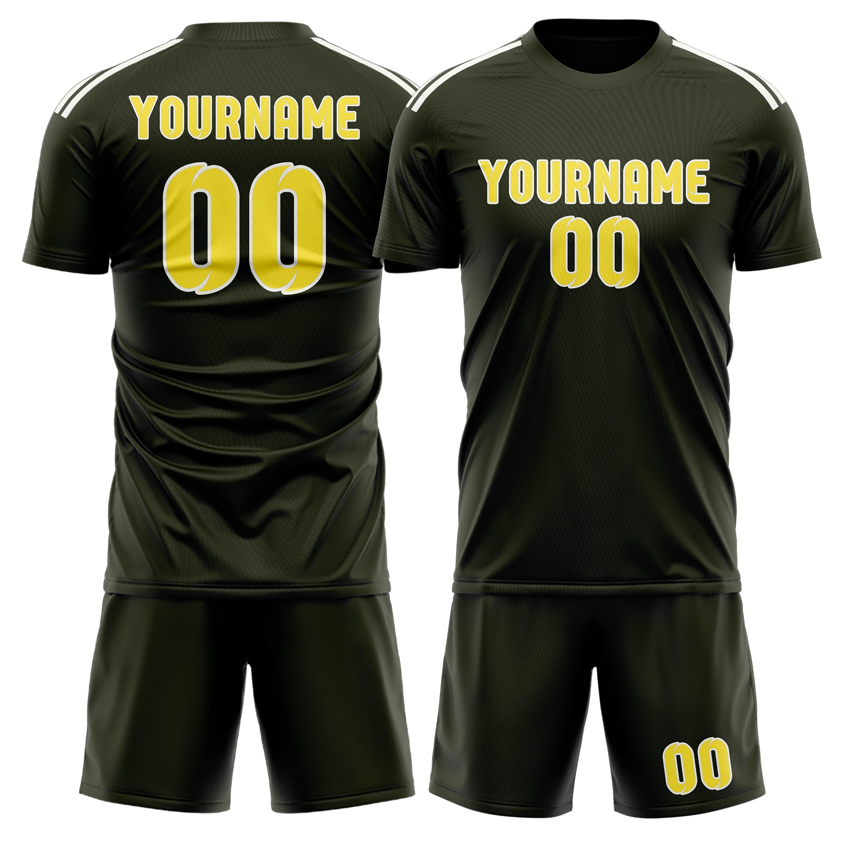 Custom Olive Light Yellow Soccer Set