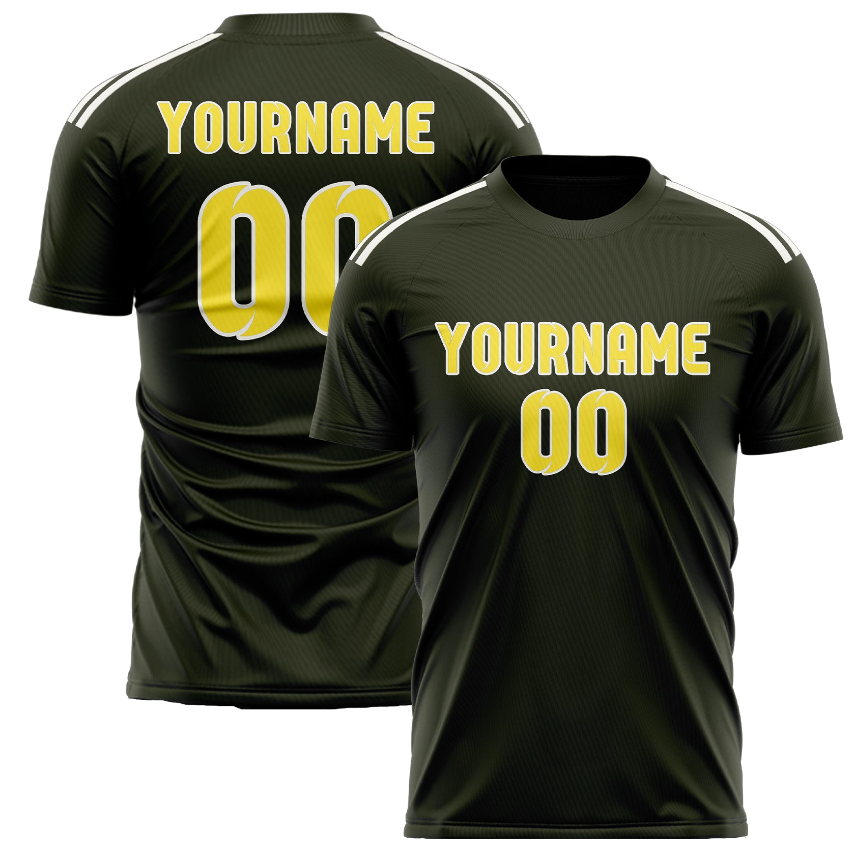 Custom Olive Light Yellow Soccer Jersey