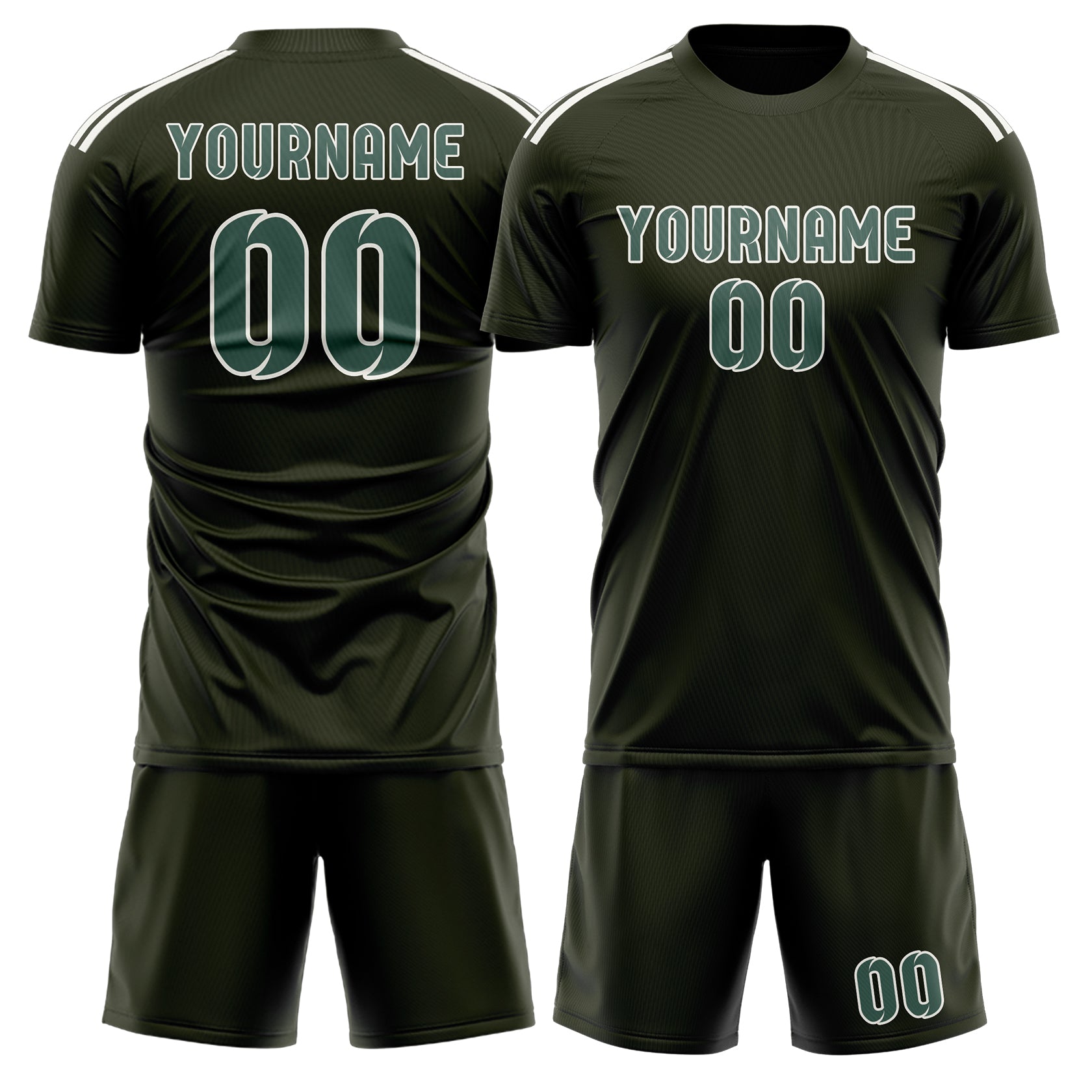 Custom Olive Blue Green Soccer Set