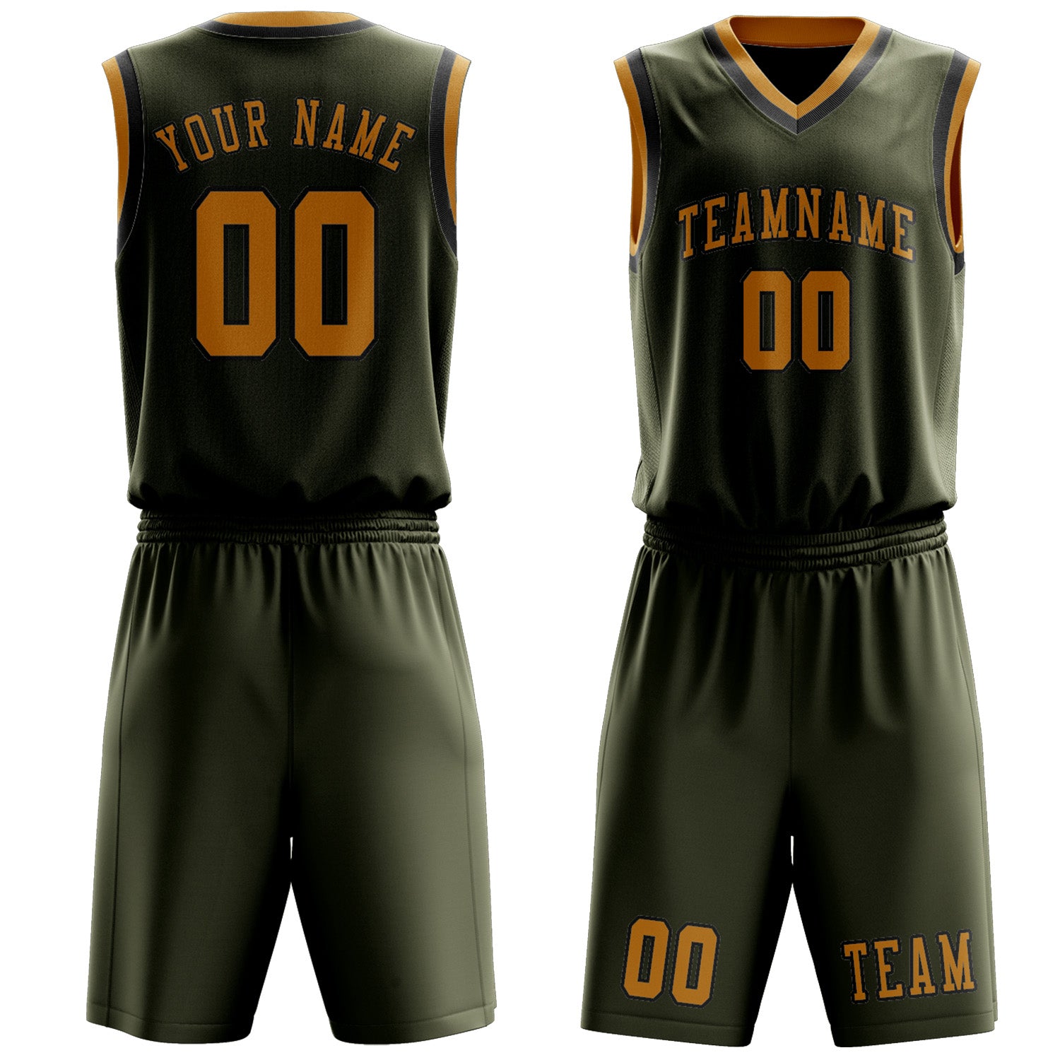 Custom Olive Yellow Basketball Set