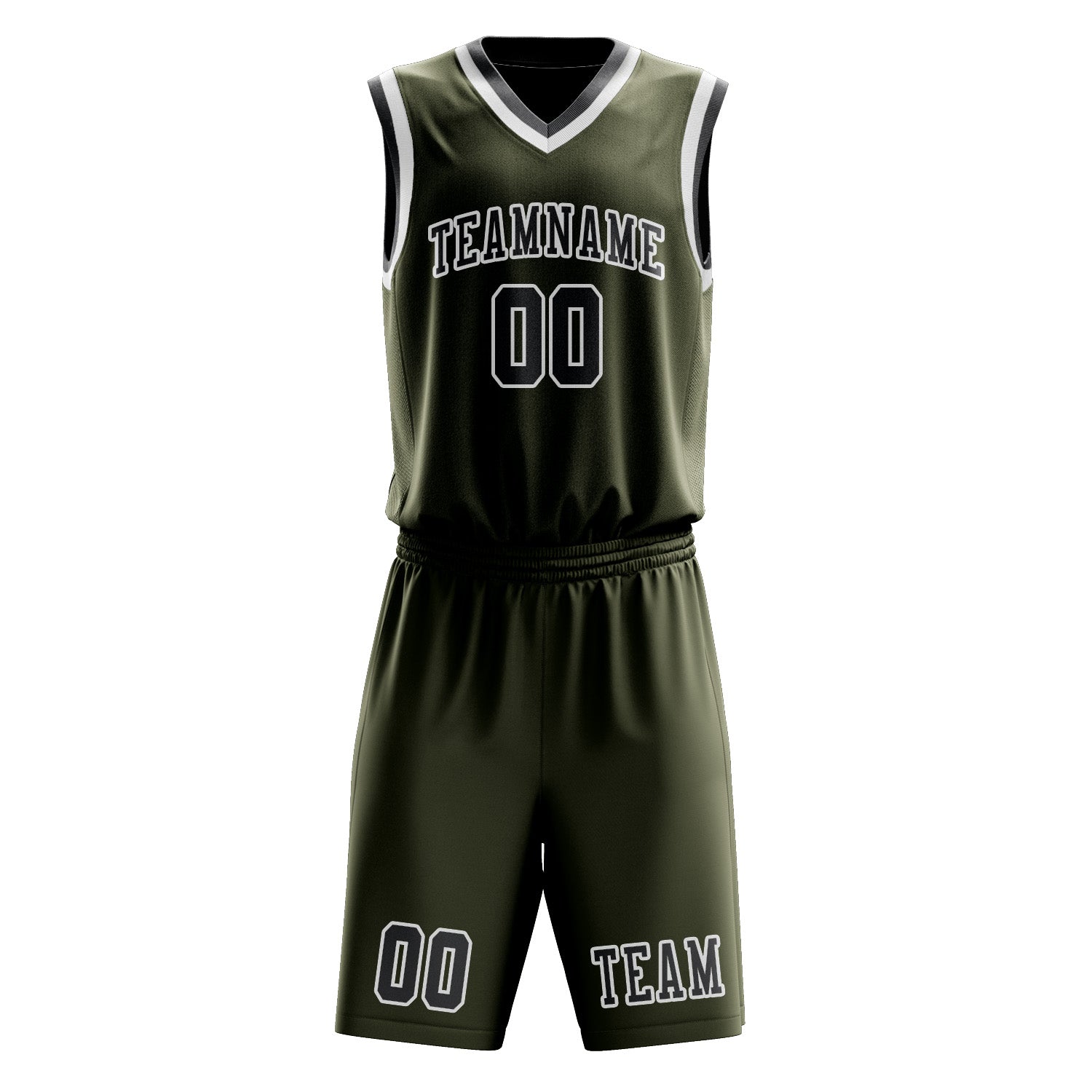 Custom Olive Dark Grey Basketball Set