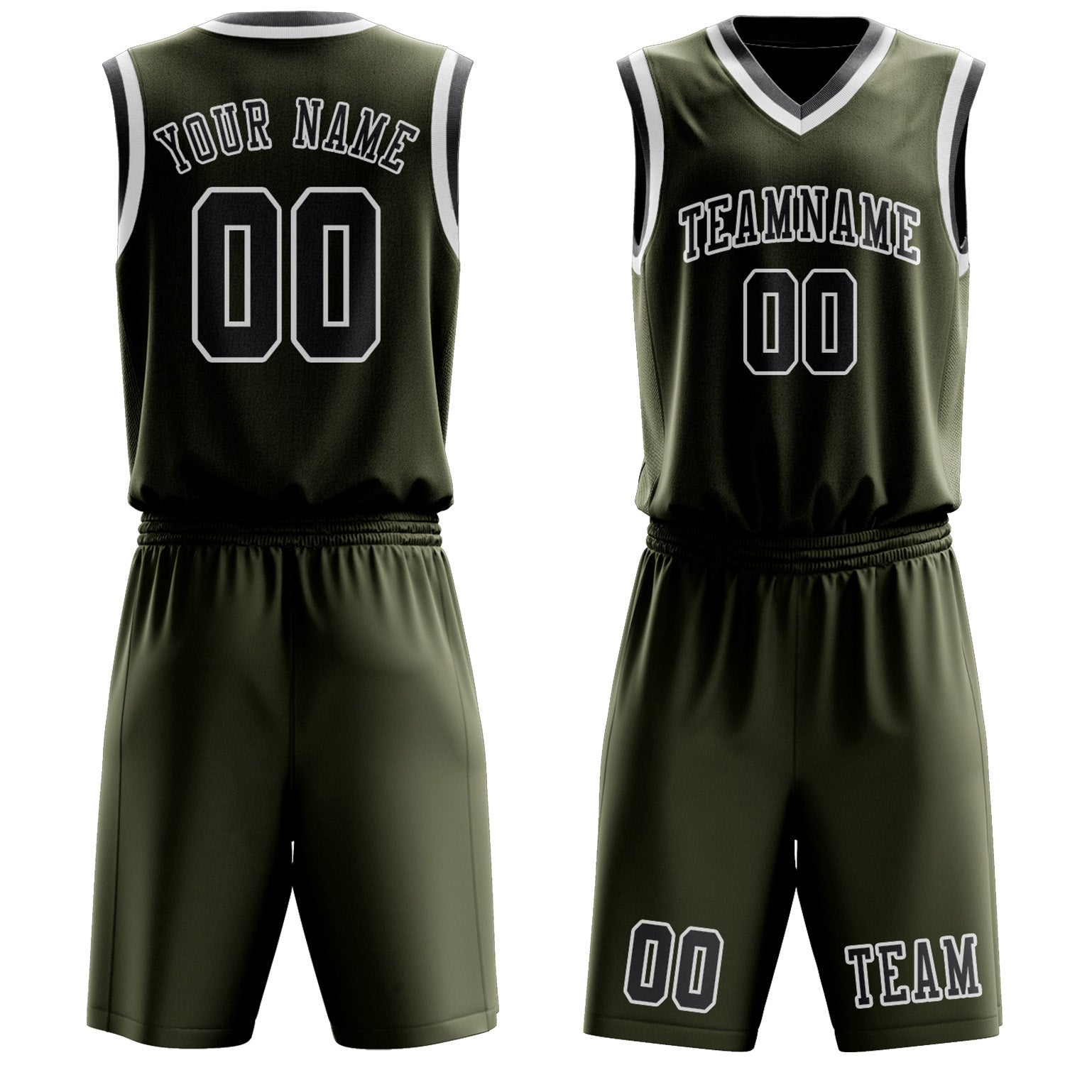 Custom Olive Dark Grey Basketball Set