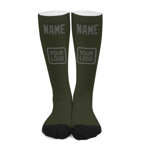 Custom Olive Dark Grey Knee-High Sock