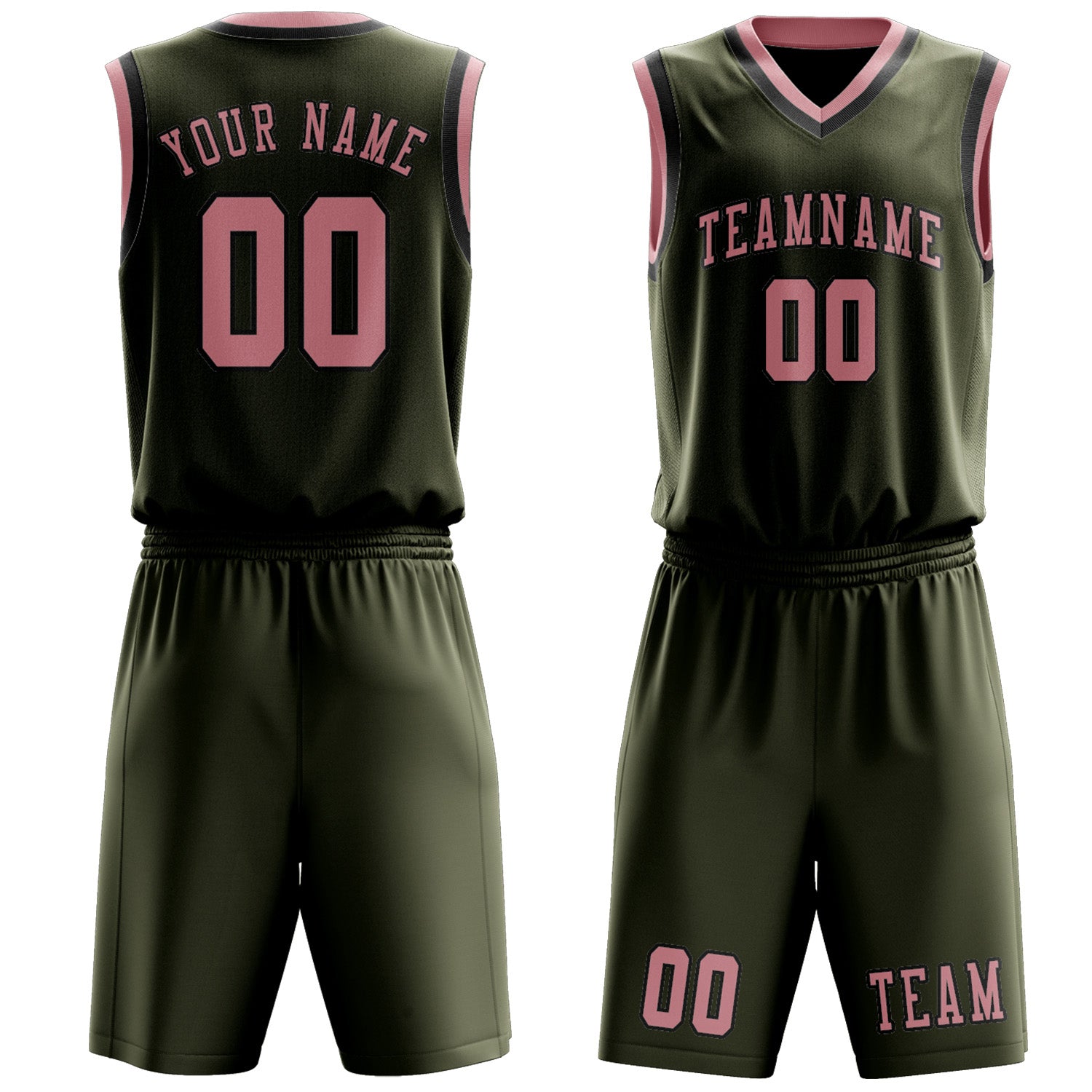 Custom Olive Light Pink Basketball Set
