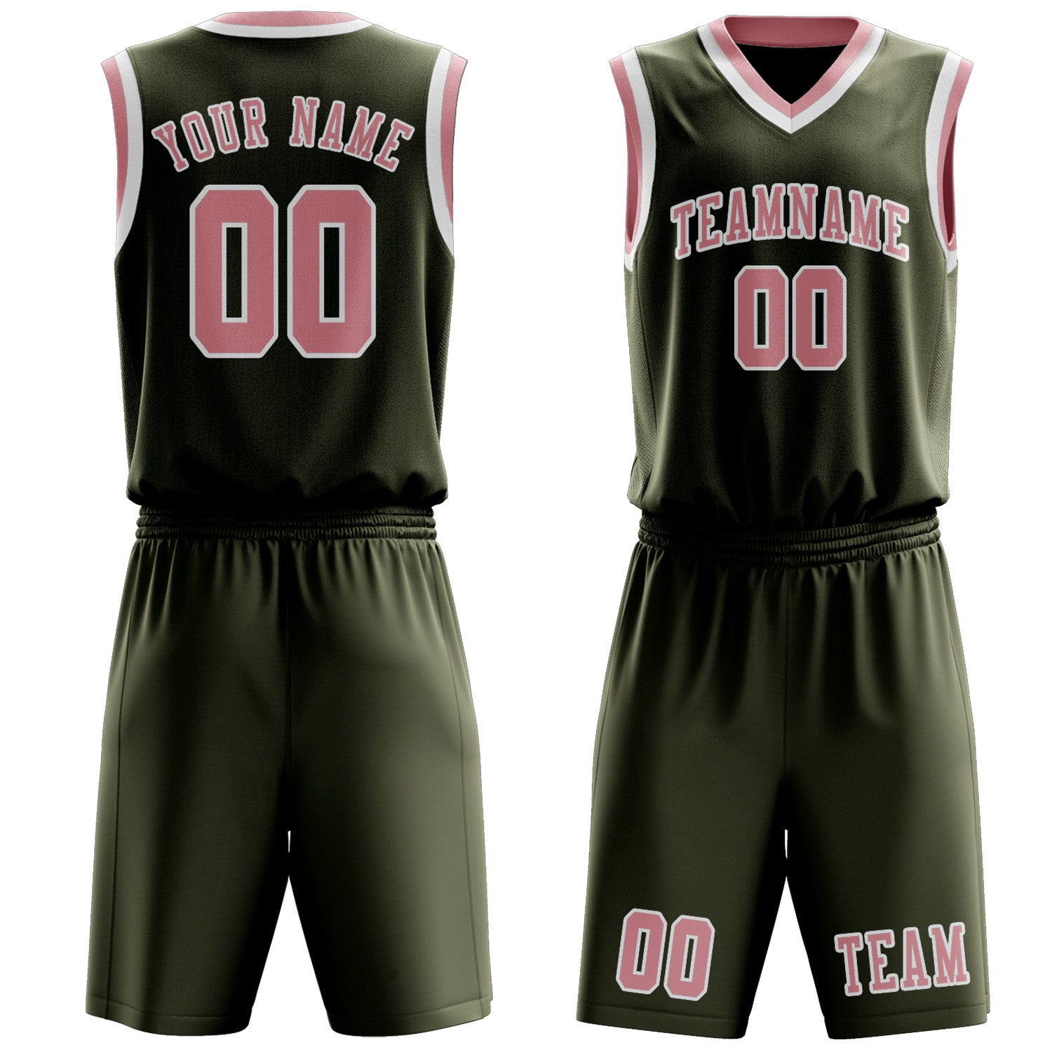 Custom Olive Light Pink Basketball Set