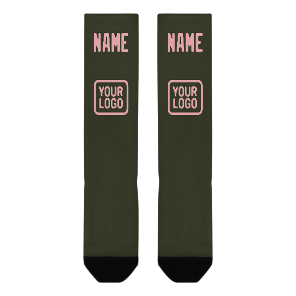 Custom Olive Light Pink Knee-High Sock