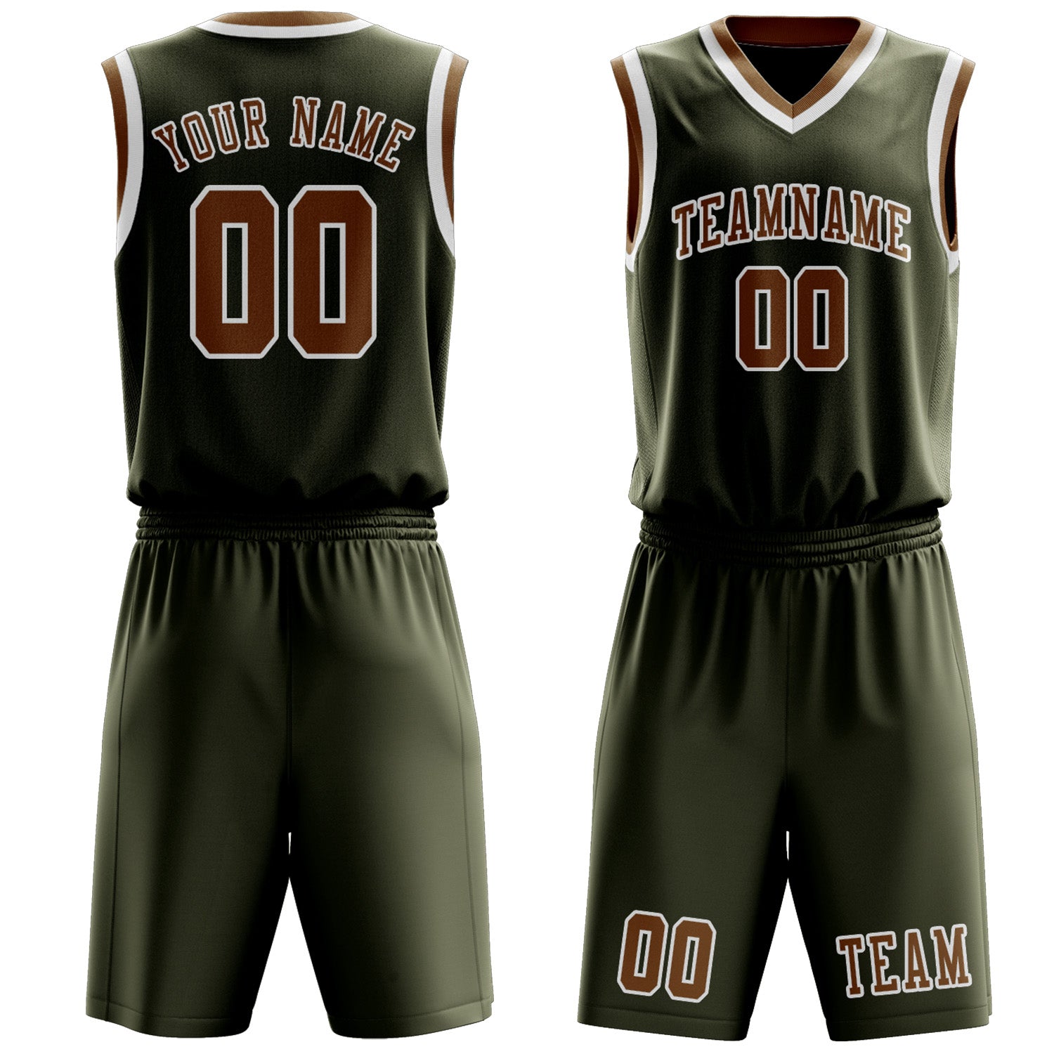 Custom Olive Khaki Basketball Set