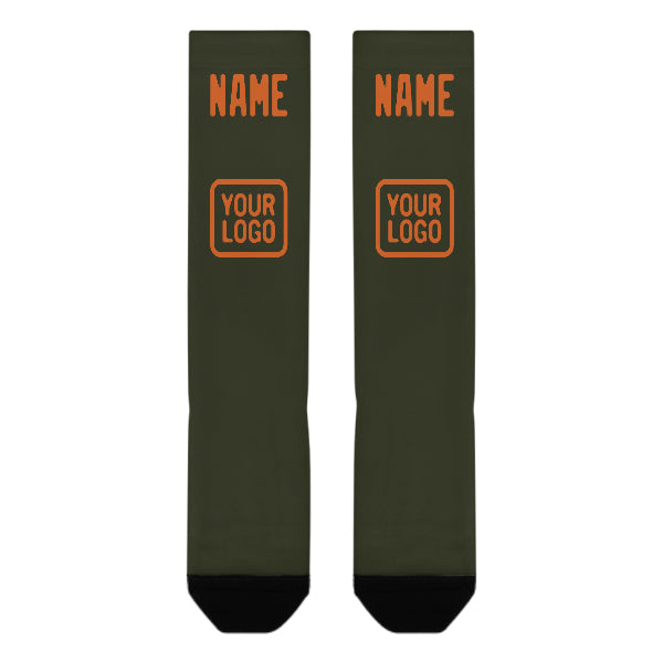 Custom Olive Orange Knee-High Sock