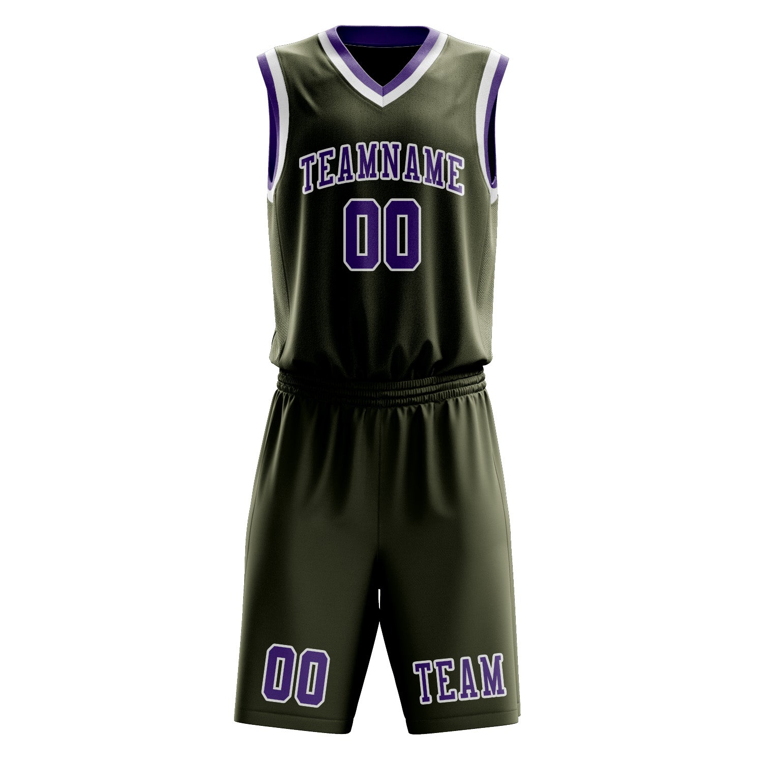Custom Olive Light Purple Basketball Set