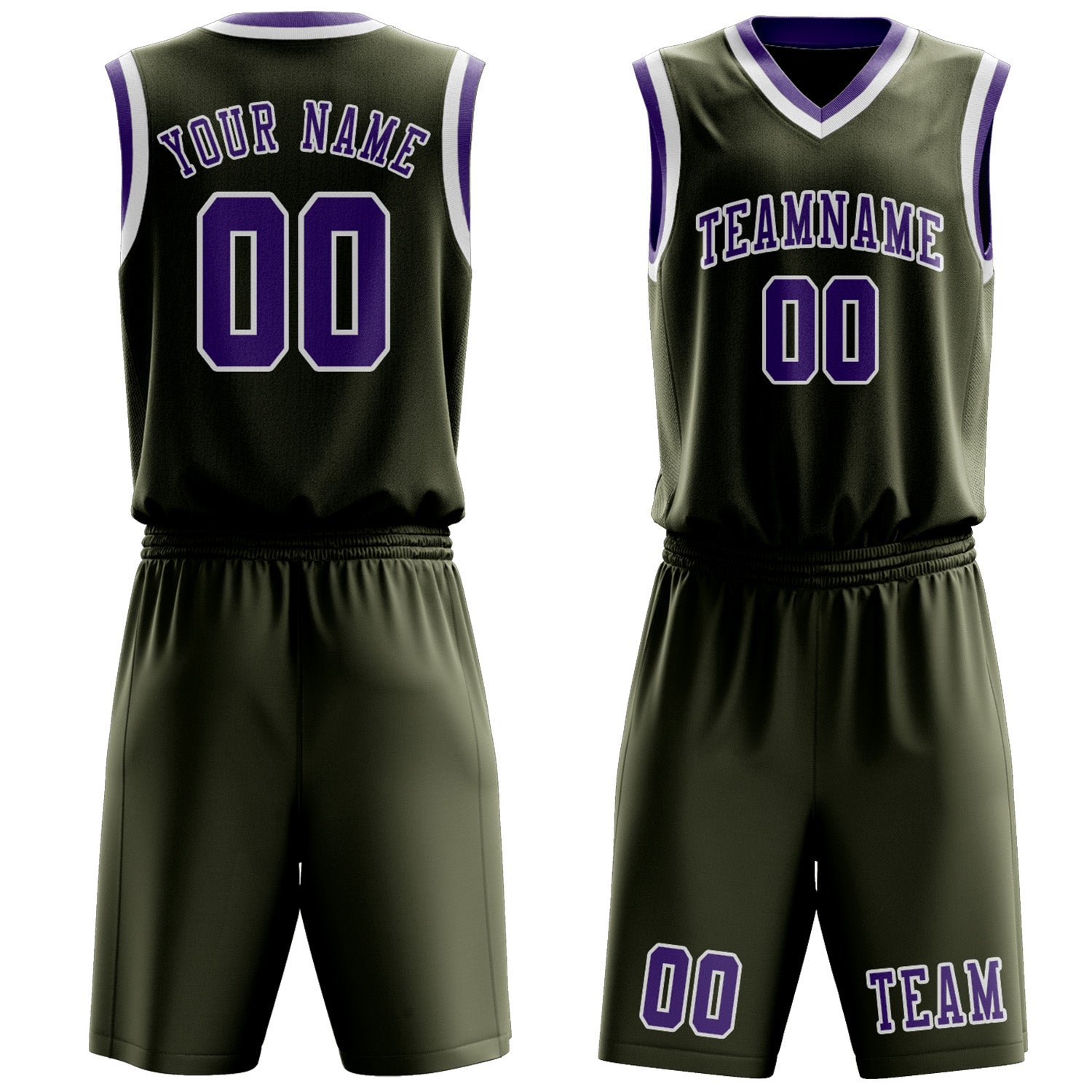Custom Olive Light Purple Basketball Set