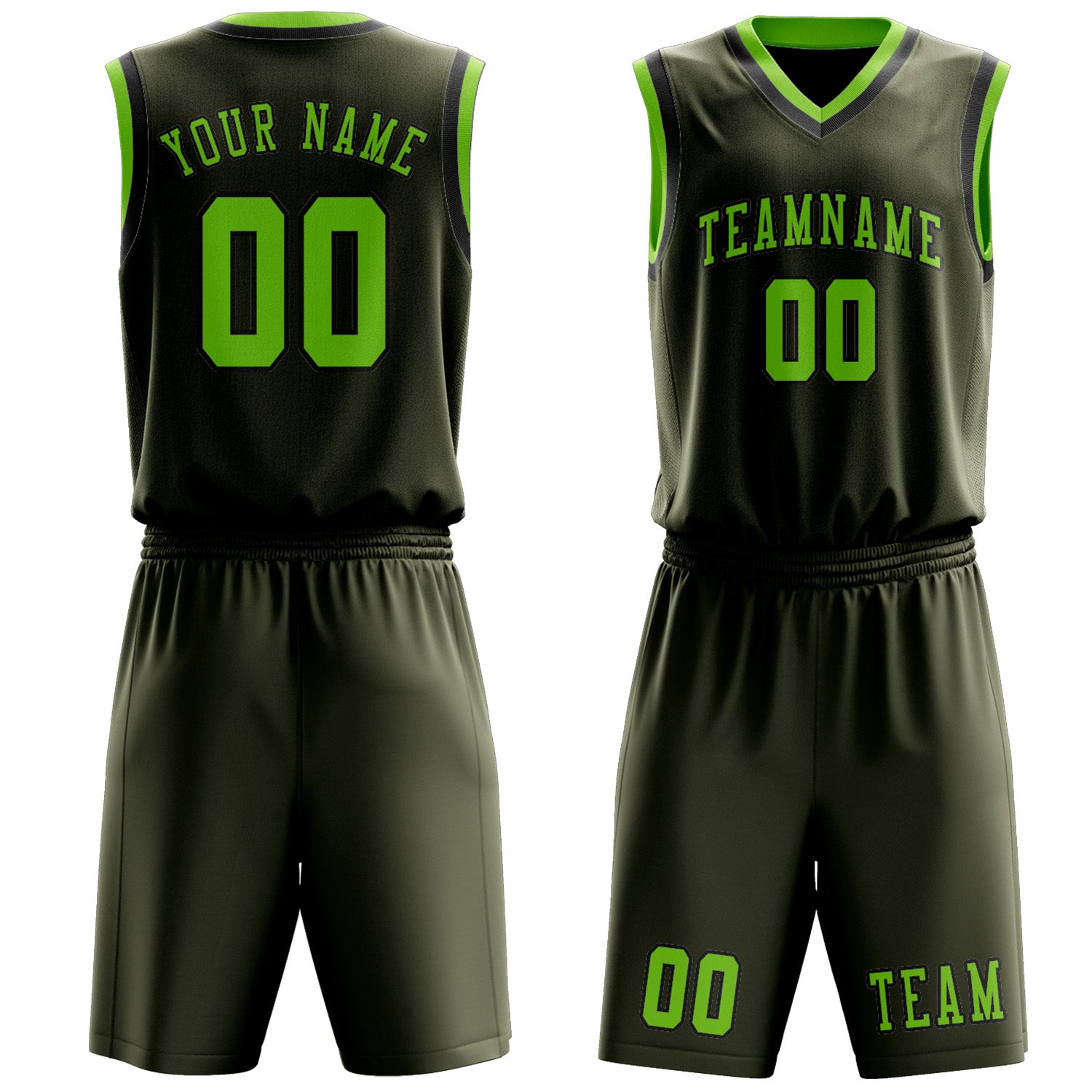 Custom Olive Emerald Green Basketball Set