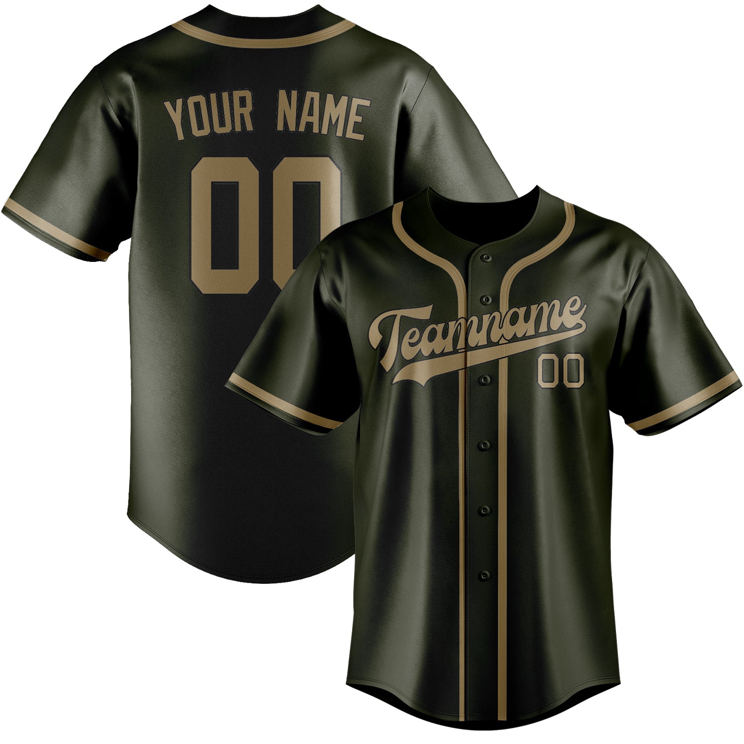 Custom Olive Light Khaki Baseball Jersey